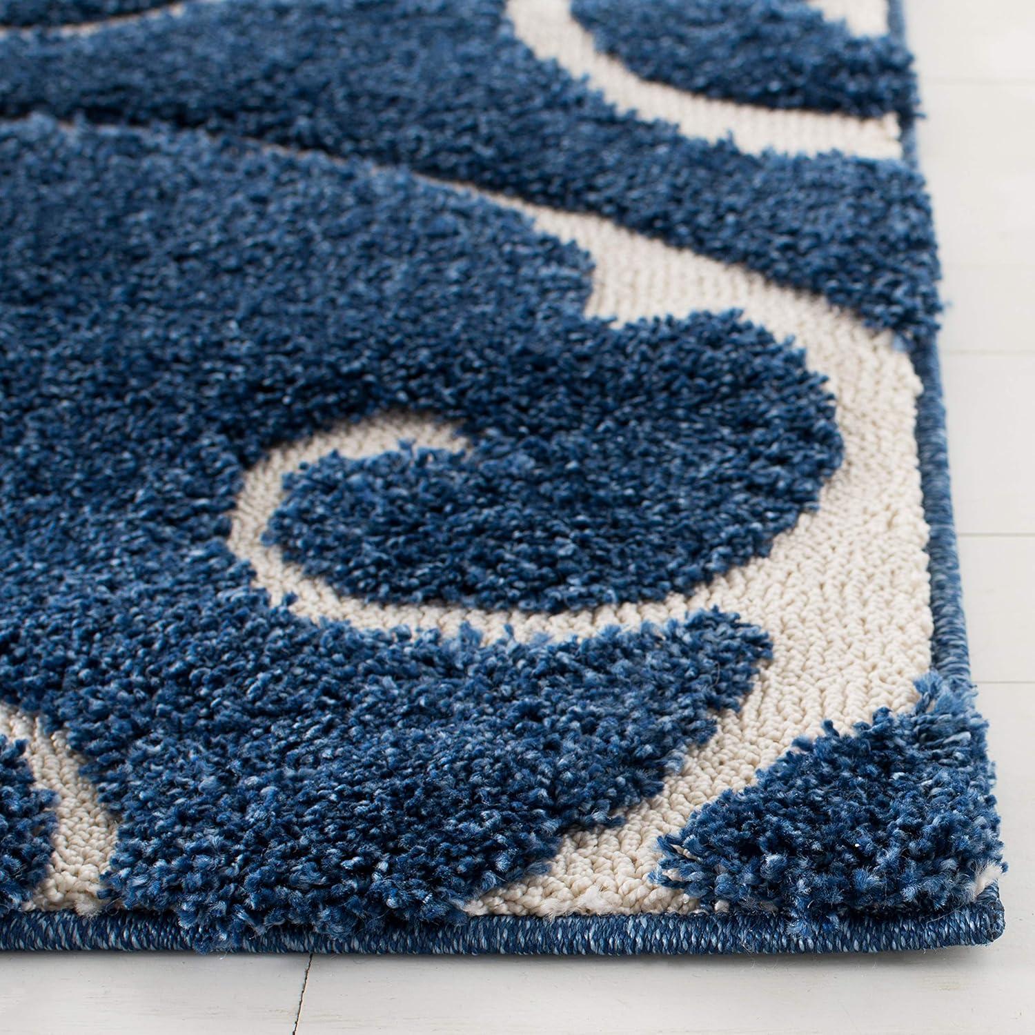 image:imageSAFAVIEH Area Rug 8x10 Florida Shag Collection Large Cream amp Blue Scroll Design NonShedding amp Easy to Clean HighLow Plush Pile Ideal for Living Room Bedroom Dining Space SG4551165Dark BlueCream