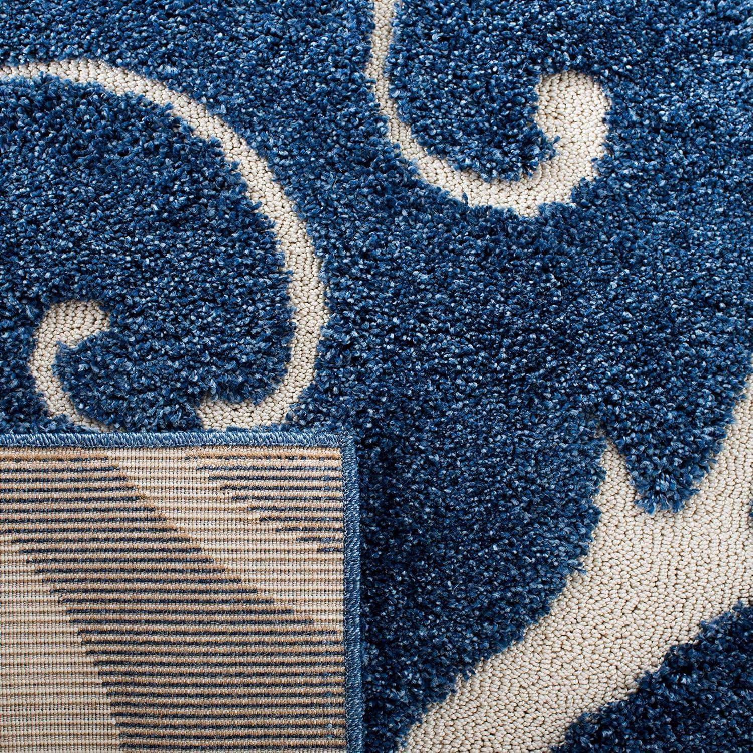 image:imageSAFAVIEH Area Rug 8x10 Florida Shag Collection Large Cream amp Blue Scroll Design NonShedding amp Easy to Clean HighLow Plush Pile Ideal for Living Room Bedroom Dining Space SG4551165Dark BlueCream