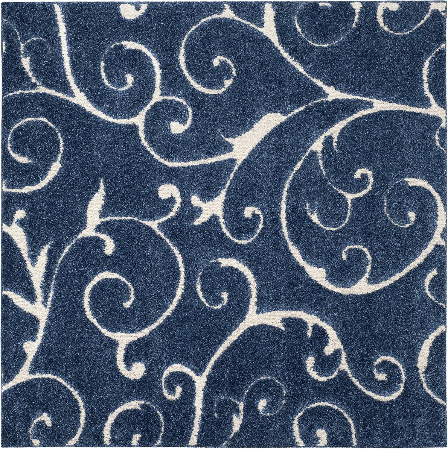 image:imageSAFAVIEH Area Rug 8x10 Florida Shag Collection Large Cream amp Blue Scroll Design NonShedding amp Easy to Clean HighLow Plush Pile Ideal for Living Room Bedroom Dining Space SG4551165Dark BlueCream