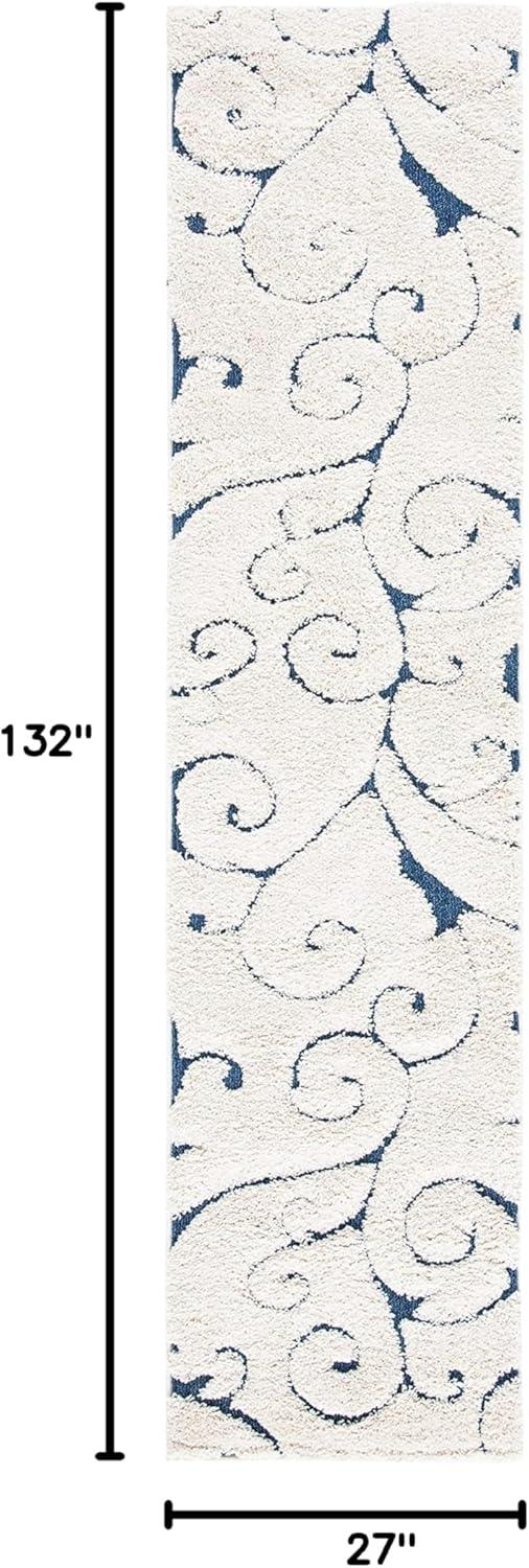 image:imageSAFAVIEH Area Rug 8x10 Florida Shag Collection Large Cream amp Blue Scroll Design NonShedding amp Easy to Clean HighLow Plush Pile Ideal for Living Room Bedroom Dining Space SG4551165CreamBlue