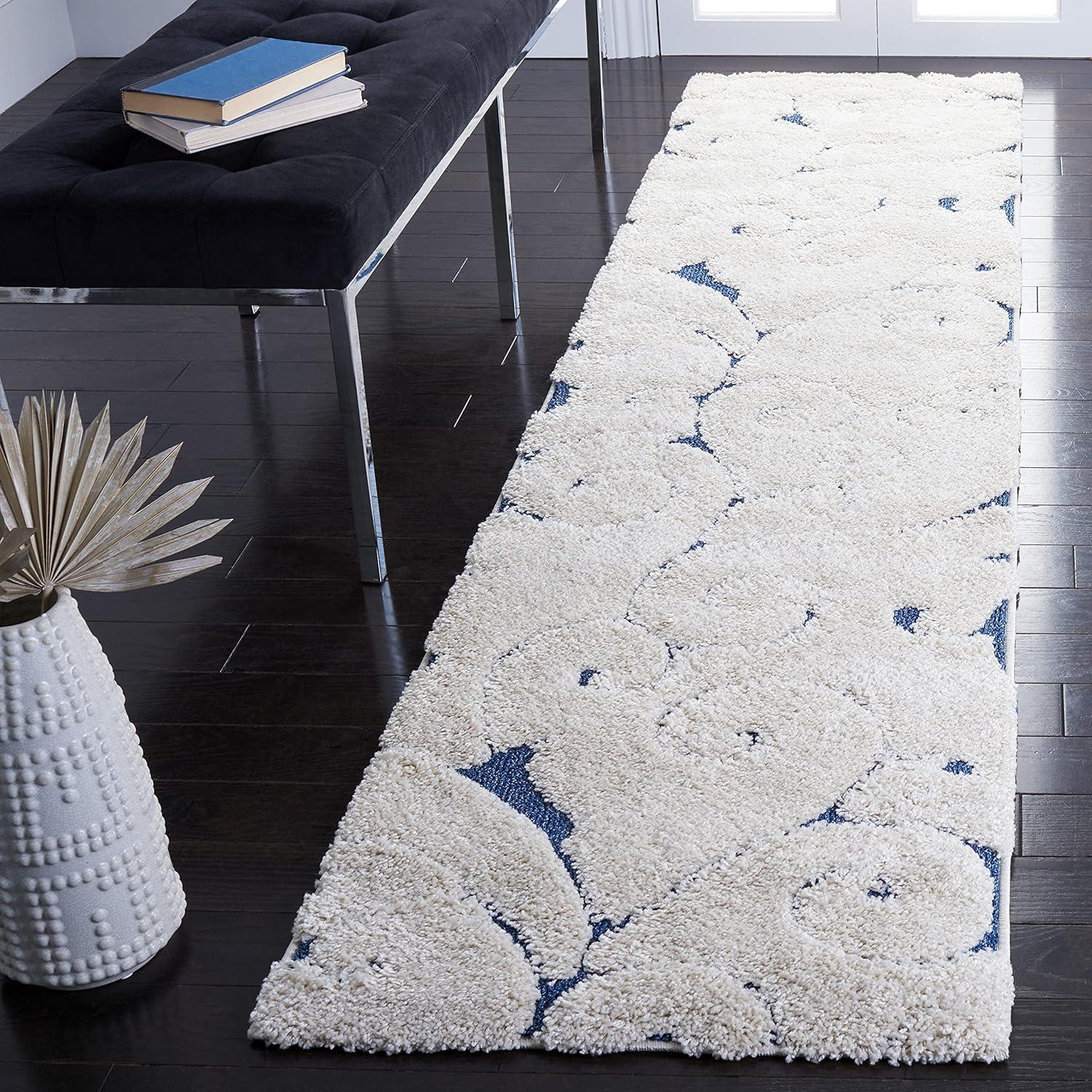 image:imageSAFAVIEH Area Rug 8x10 Florida Shag Collection Large Cream amp Blue Scroll Design NonShedding amp Easy to Clean HighLow Plush Pile Ideal for Living Room Bedroom Dining Space SG4551165CreamBlue