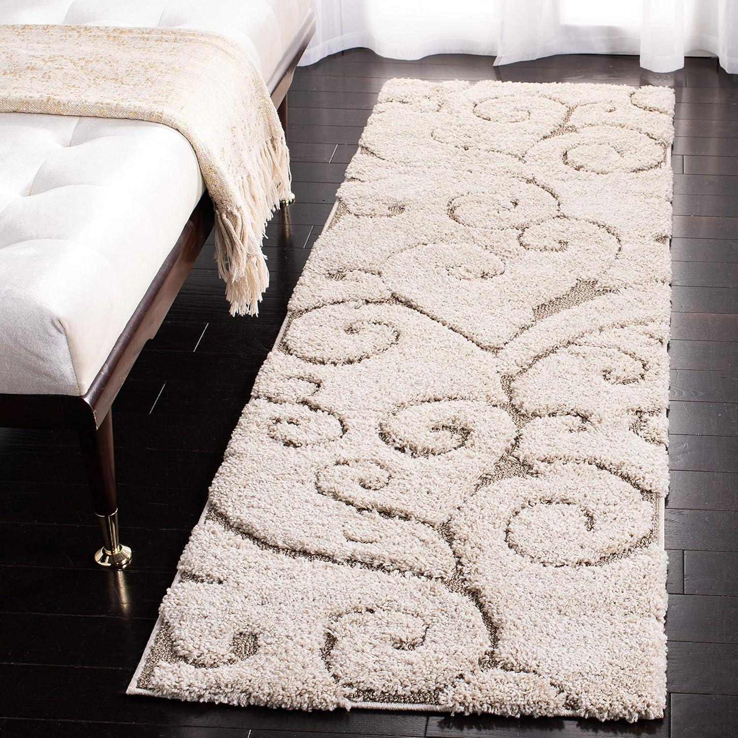 image:imageSAFAVIEH Area Rug 8x10 Florida Shag Collection Large Cream amp Blue Scroll Design NonShedding amp Easy to Clean HighLow Plush Pile Ideal for Living Room Bedroom Dining Space SG4551165CreamBeige