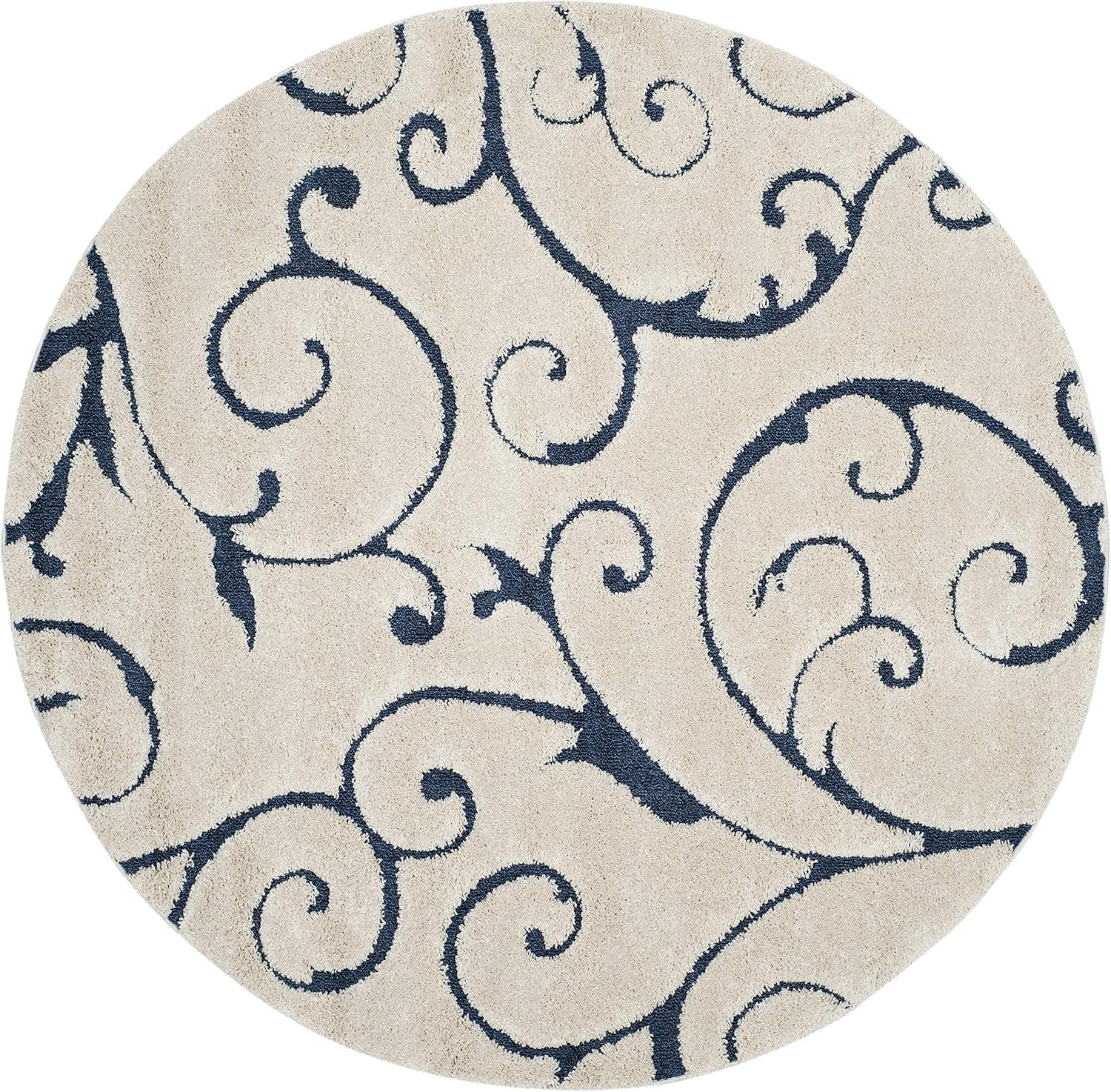 image:imageSAFAVIEH Area Rug 8x10 Florida Shag Collection Large Cream amp Blue Scroll Design NonShedding amp Easy to Clean HighLow Plush Pile Ideal for Living Room Bedroom Dining Space SG4551165CreamBlue