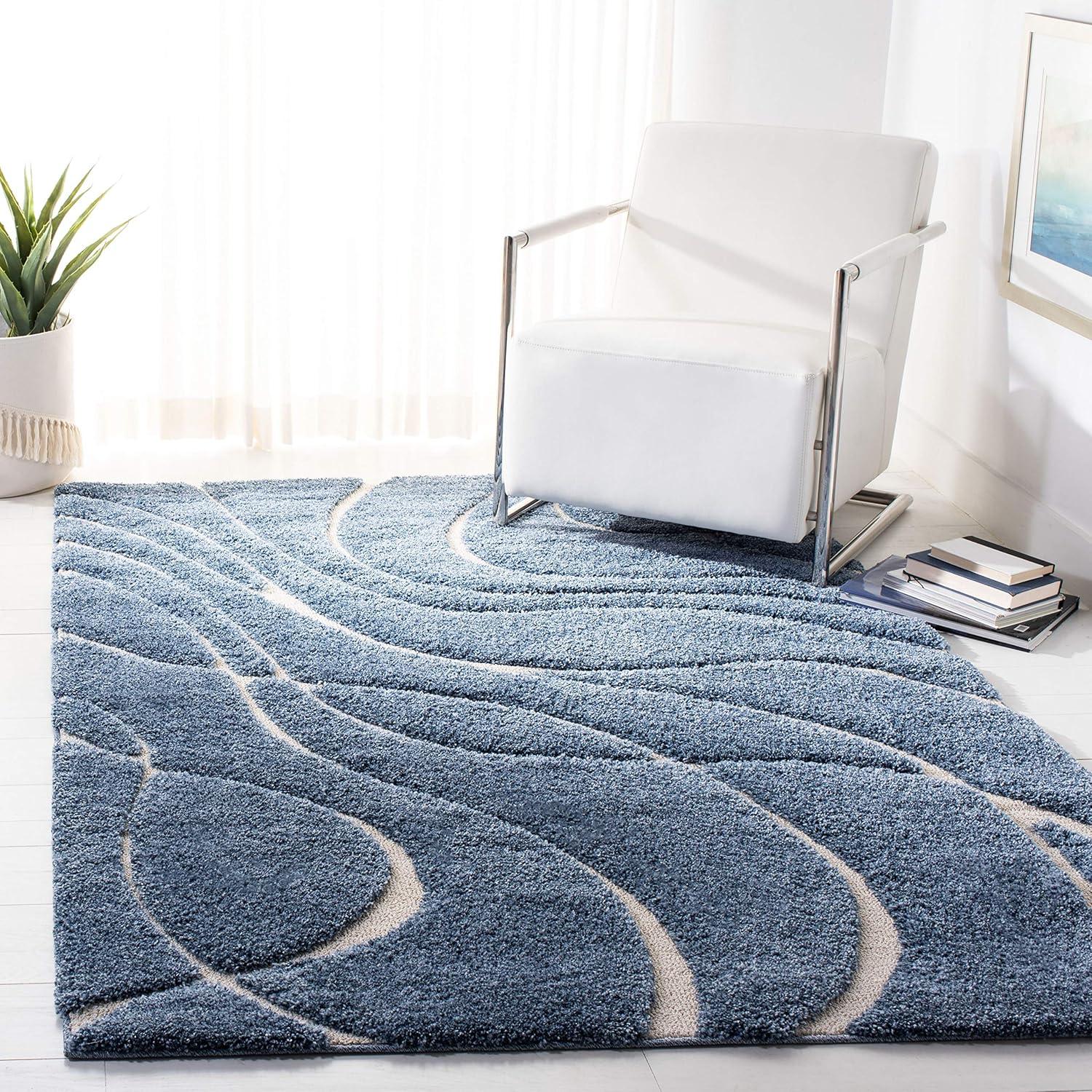 image:imageSAFAVIEH Area Rug 8x10 Florida Shag Collection Large Grey amp Grey NonShedding amp Easy Cleaning Plush Thick Pile Ideal for Living Room Bedroom Dining Space SG471080Light BlueCream