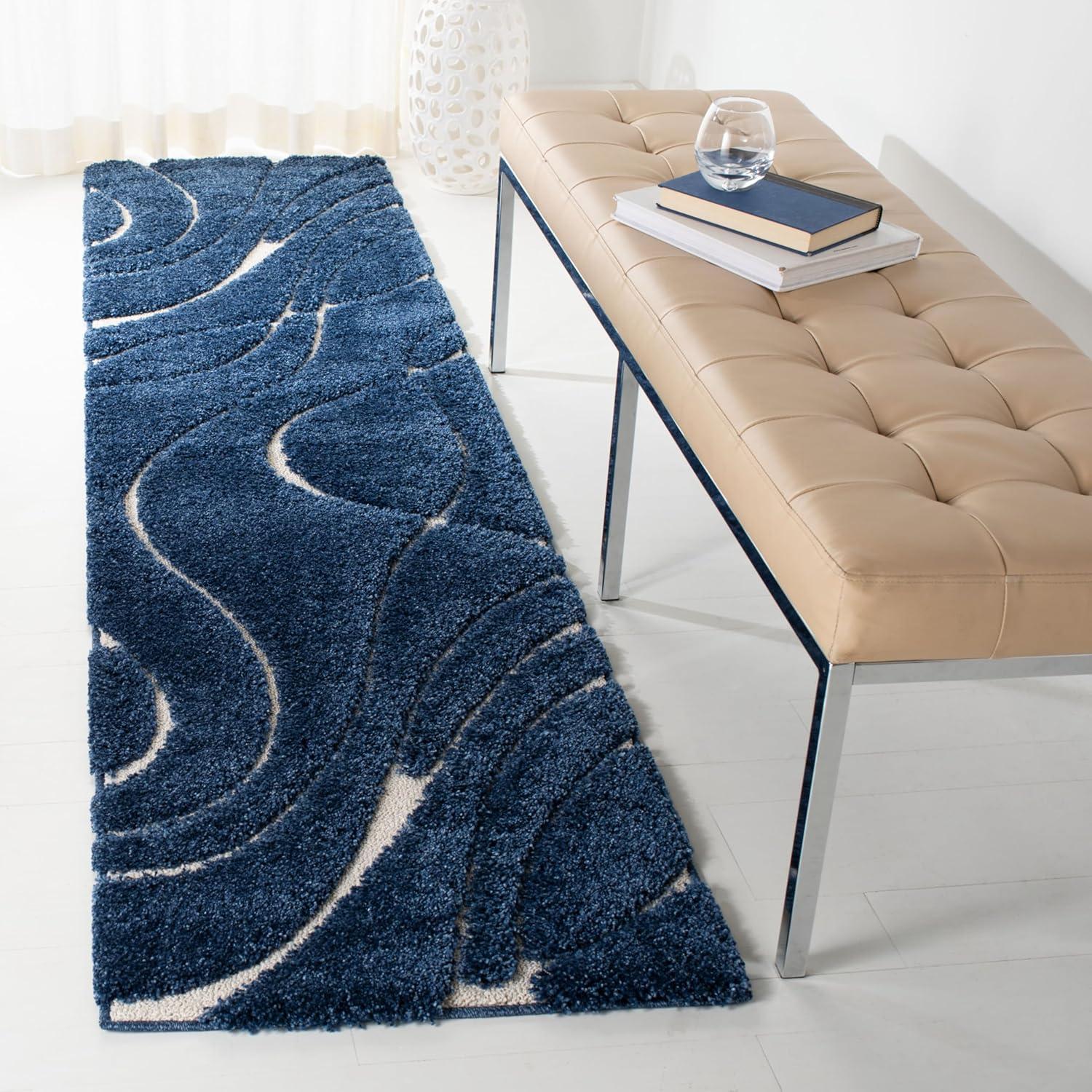 image:imageSAFAVIEH Area Rug 8x10 Florida Shag Collection Large Grey amp Grey NonShedding amp Easy Cleaning Plush Thick Pile Ideal for Living Room Bedroom Dining Space SG471080NavyIvory