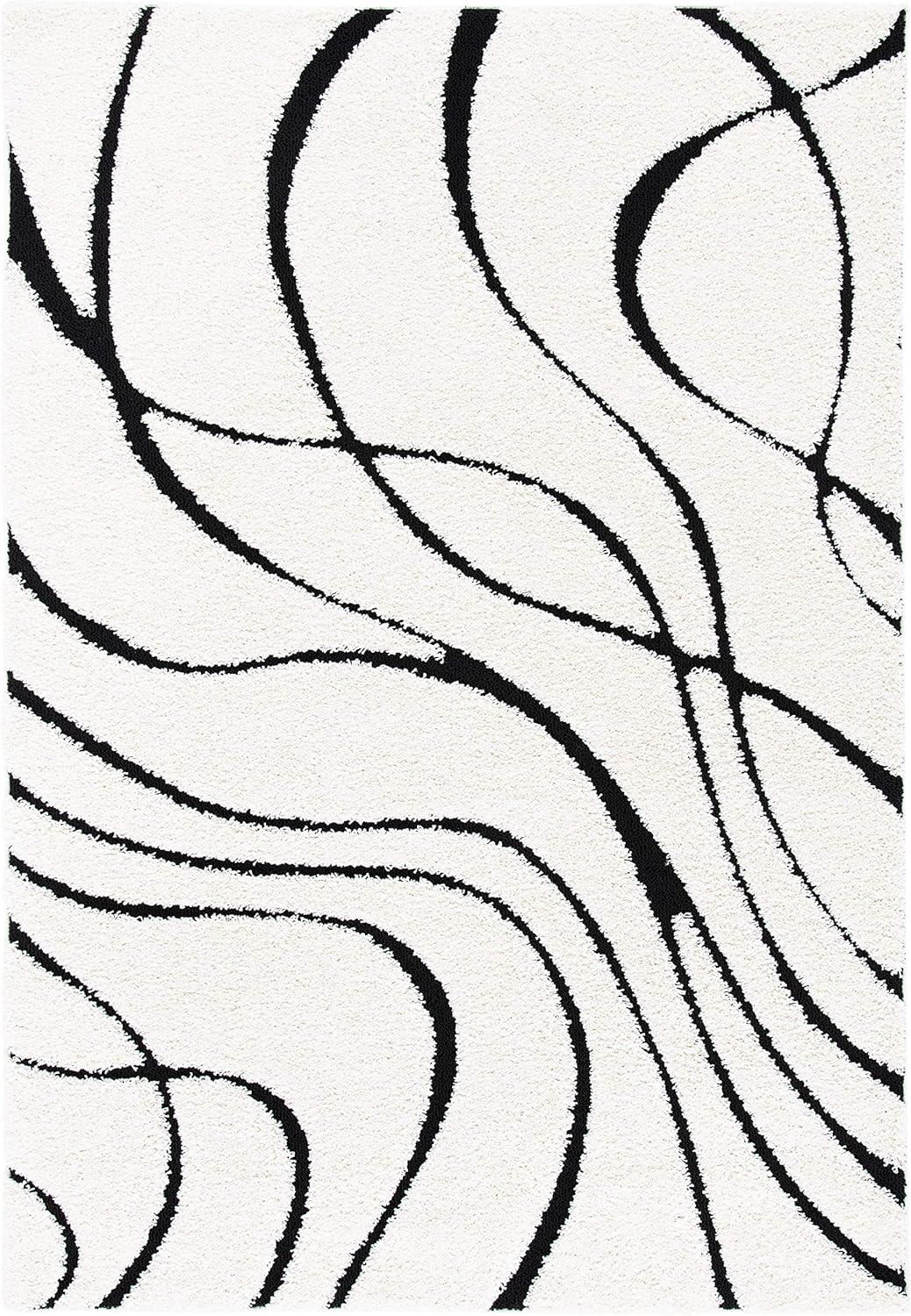 image:imageSAFAVIEH Area Rug 8x10 Florida Shag Collection Large Grey amp Grey NonShedding amp Easy Cleaning Plush Thick Pile Ideal for Living Room Bedroom Dining Space SG471080IvoryBlack