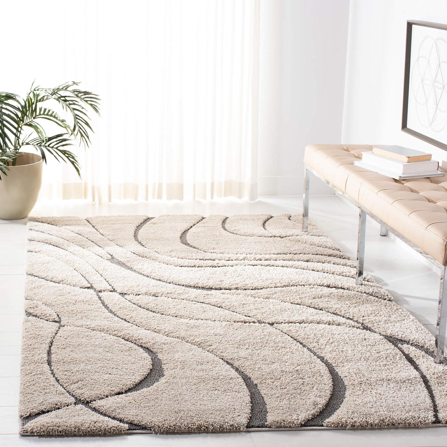 image:imageSAFAVIEH Area Rug 8x10 Florida Shag Collection Large Grey amp Grey NonShedding amp Easy Cleaning Plush Thick Pile Ideal for Living Room Bedroom Dining Space SG471080CreamGrey