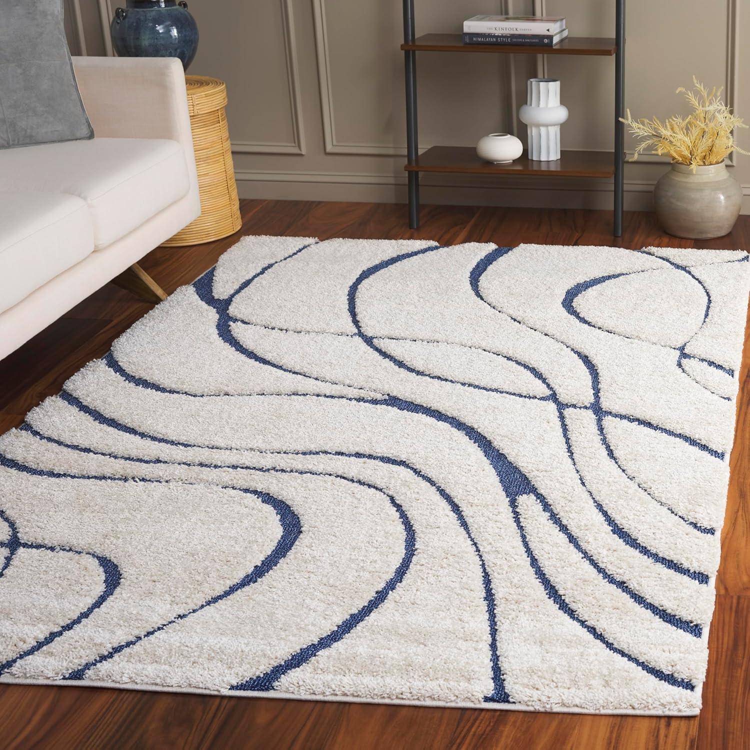 image:imageSAFAVIEH Area Rug 8x10 Florida Shag Collection Large Grey amp Grey NonShedding amp Easy Cleaning Plush Thick Pile Ideal for Living Room Bedroom Dining Space SG471080CreamBlue