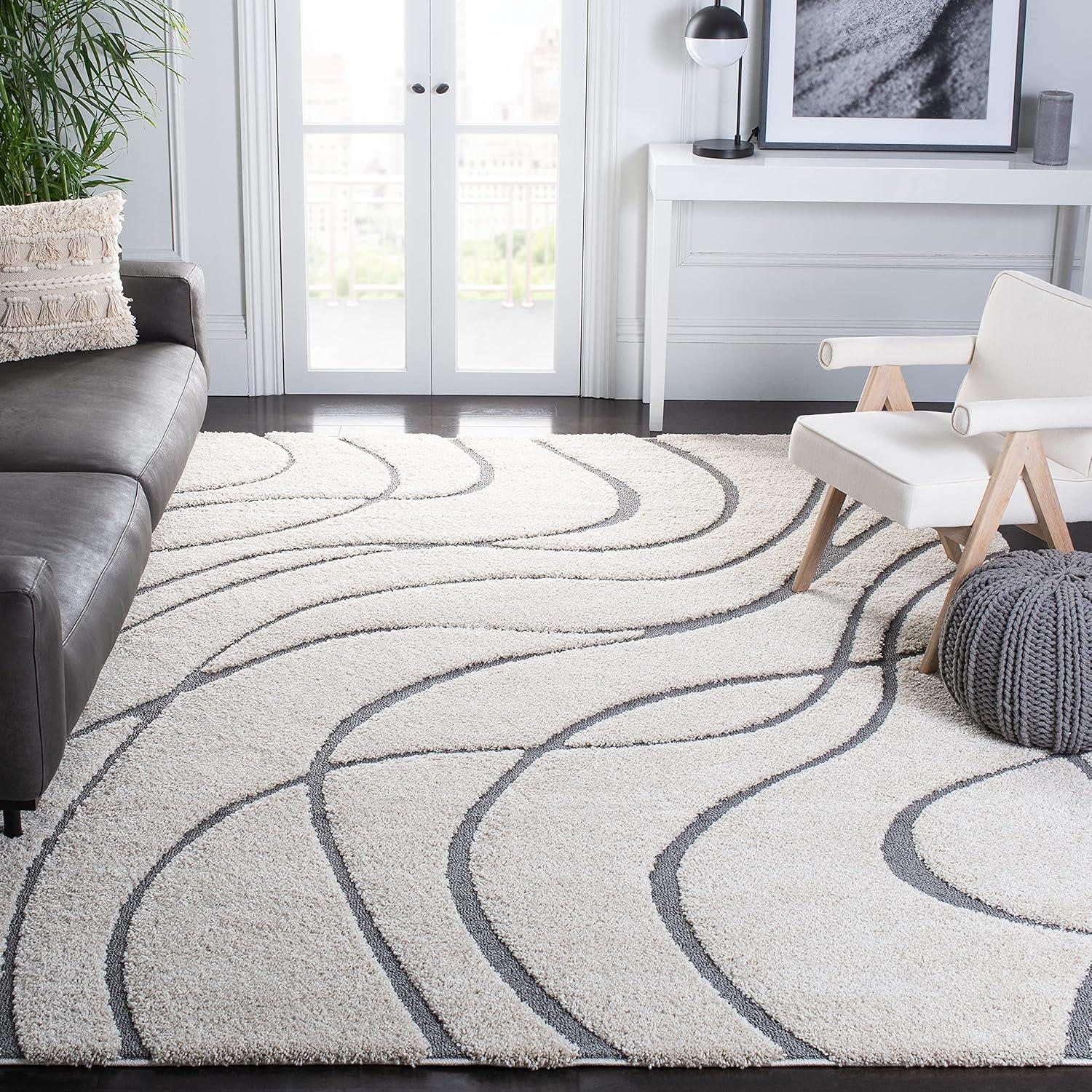 image:imageSAFAVIEH Area Rug 8x10 Florida Shag Collection Large Grey amp Grey NonShedding amp Easy Cleaning Plush Thick Pile Ideal for Living Room Bedroom Dining Space SG471080CreamGrey