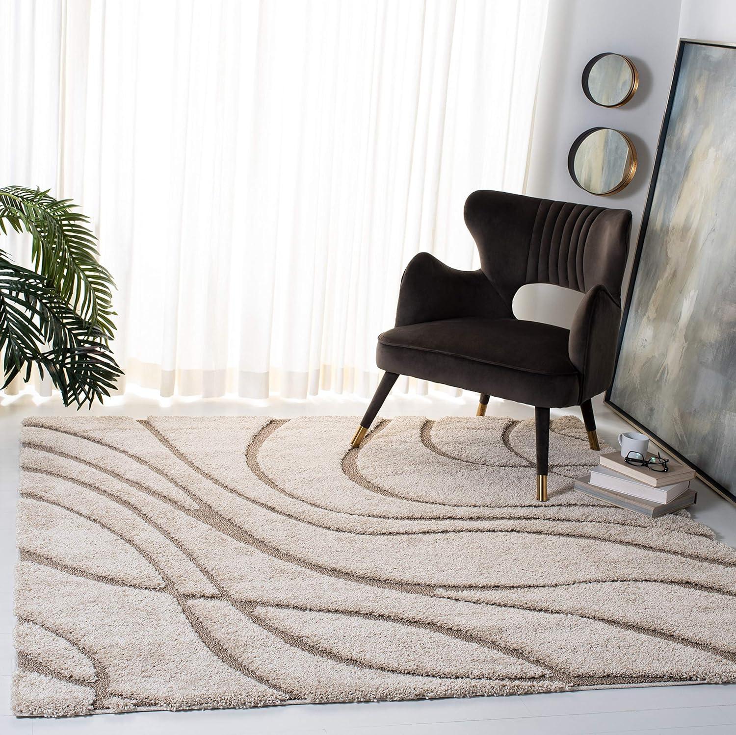 image:imageSAFAVIEH Area Rug 8x10 Florida Shag Collection Large Grey amp Grey NonShedding amp Easy Cleaning Plush Thick Pile Ideal for Living Room Bedroom Dining Space SG471080CreamBeige