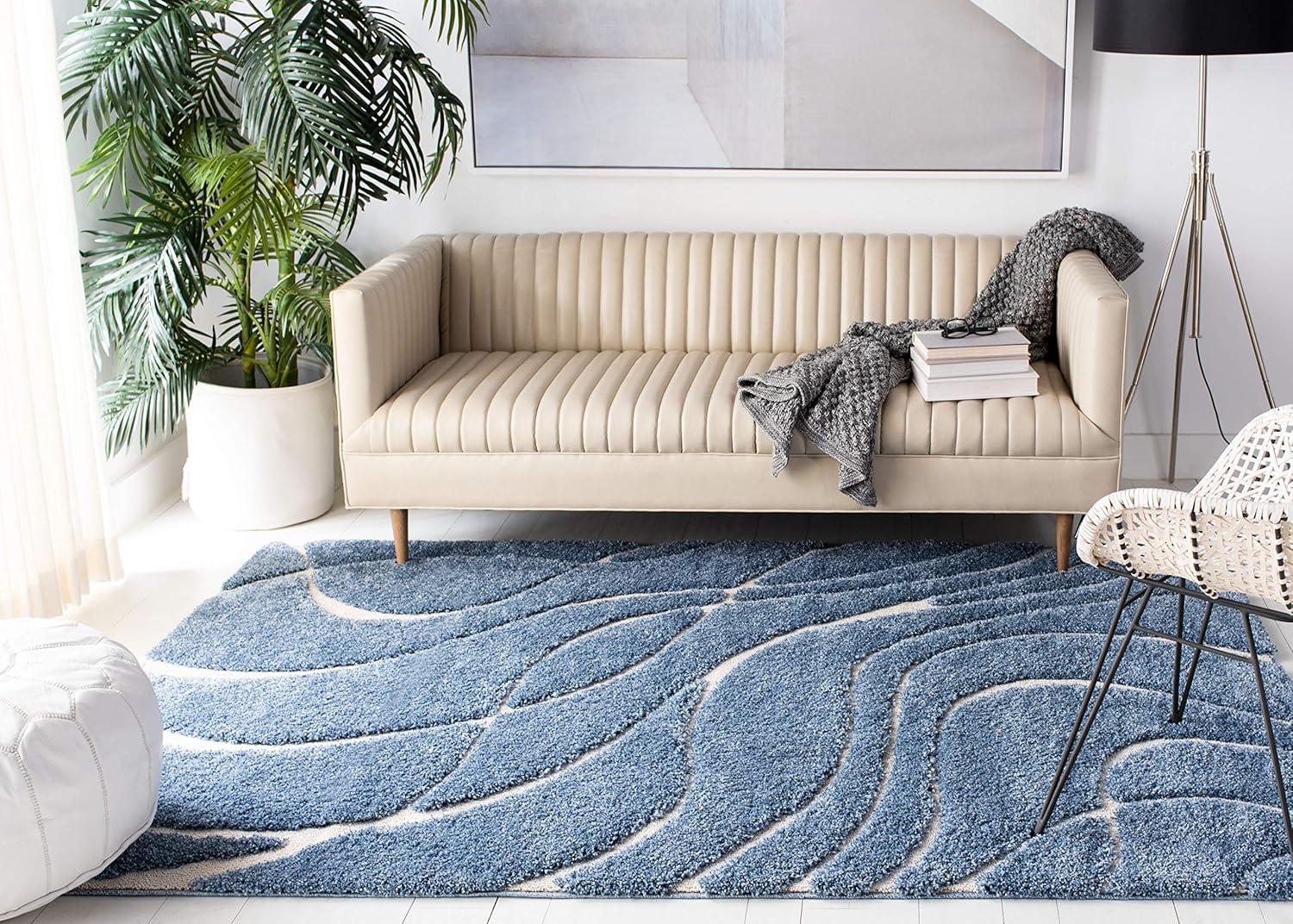image:imageSAFAVIEH Area Rug 8x10 Florida Shag Collection Large Grey amp Grey NonShedding amp Easy Cleaning Plush Thick Pile Ideal for Living Room Bedroom Dining Space SG471080Light BlueCream
