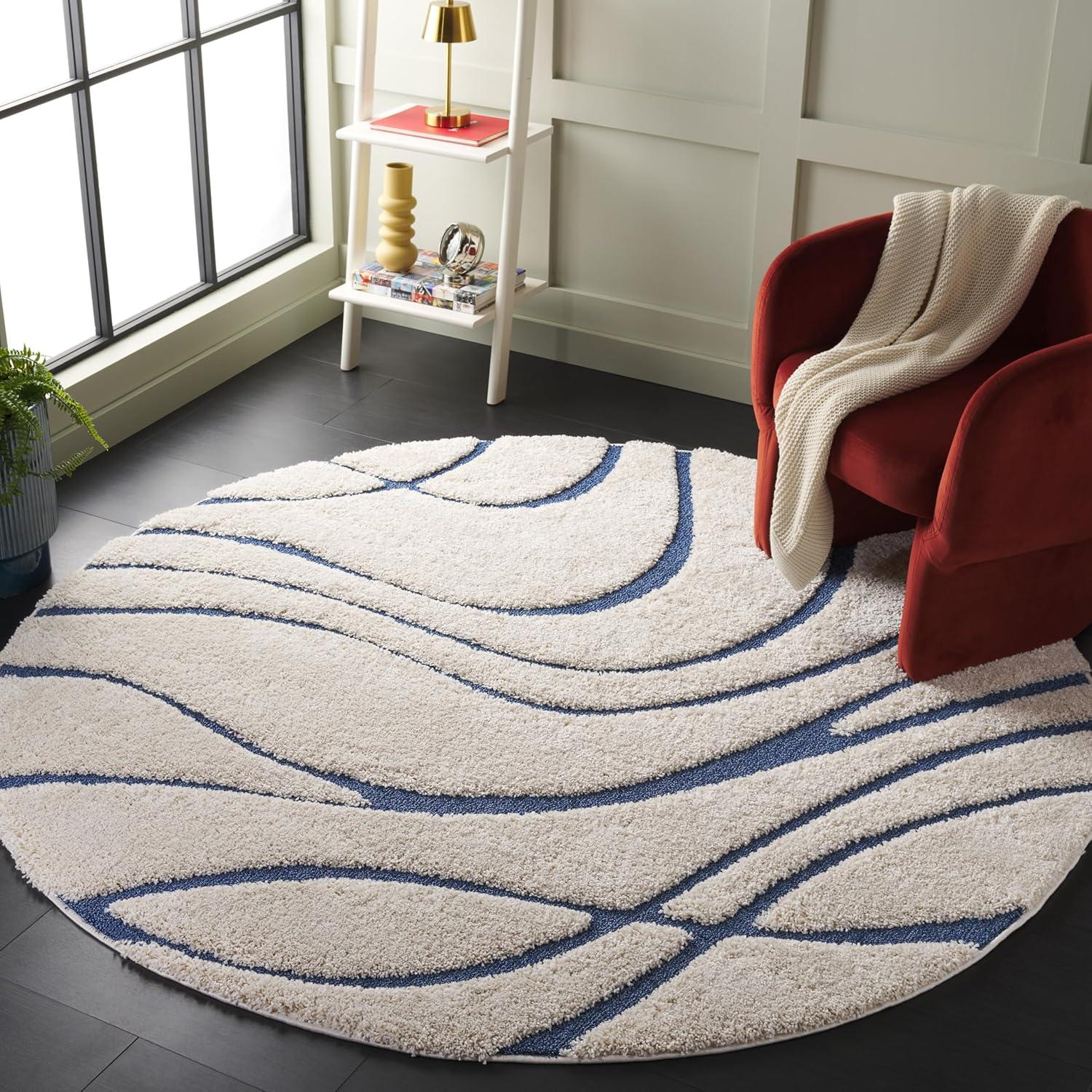 image:imageSAFAVIEH Area Rug 8x10 Florida Shag Collection Large Grey amp Grey NonShedding amp Easy Cleaning Plush Thick Pile Ideal for Living Room Bedroom Dining Space SG471080CreamBlue