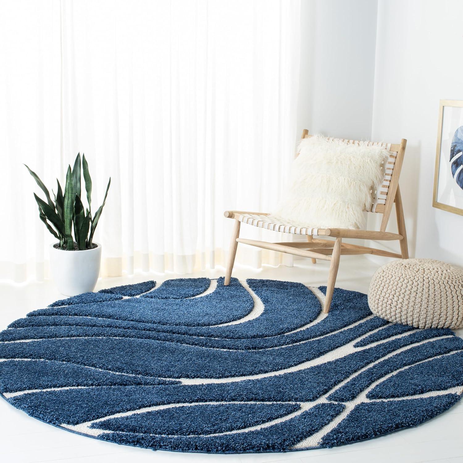 image:imageSAFAVIEH Area Rug 8x10 Florida Shag Collection Large Grey amp Grey NonShedding amp Easy Cleaning Plush Thick Pile Ideal for Living Room Bedroom Dining Space SG471080NavyIvory