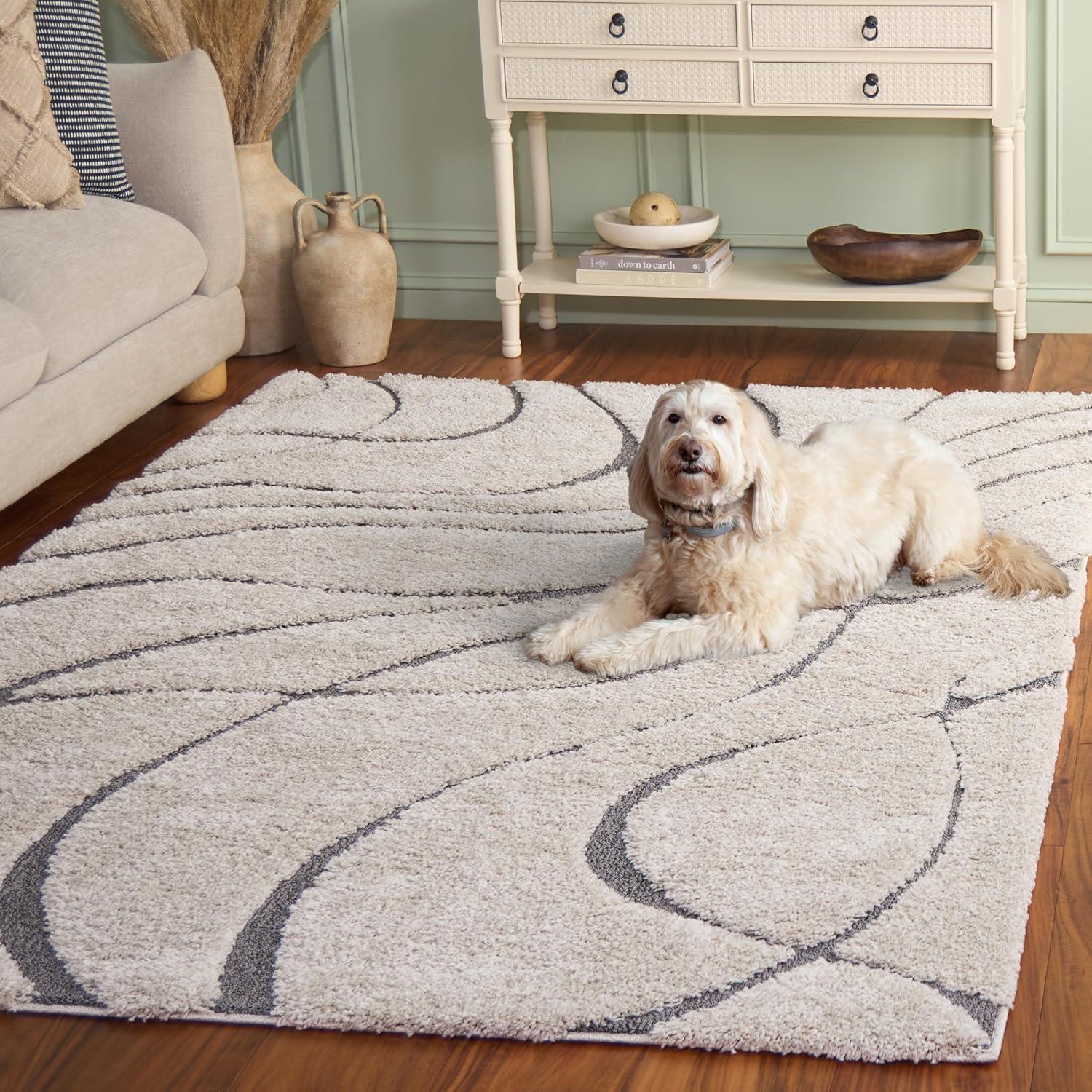 image:imageSAFAVIEH Area Rug 8x10 Florida Shag Collection Large Grey amp Grey NonShedding amp Easy Cleaning Plush Thick Pile Ideal for Living Room Bedroom Dining Space SG471080CreamGrey