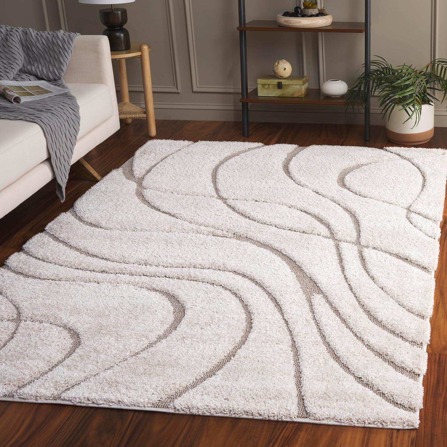 image:imageSAFAVIEH Area Rug 8x10 Florida Shag Collection Large Grey amp Grey NonShedding amp Easy Cleaning Plush Thick Pile Ideal for Living Room Bedroom Dining Space SG471080CreamBeige