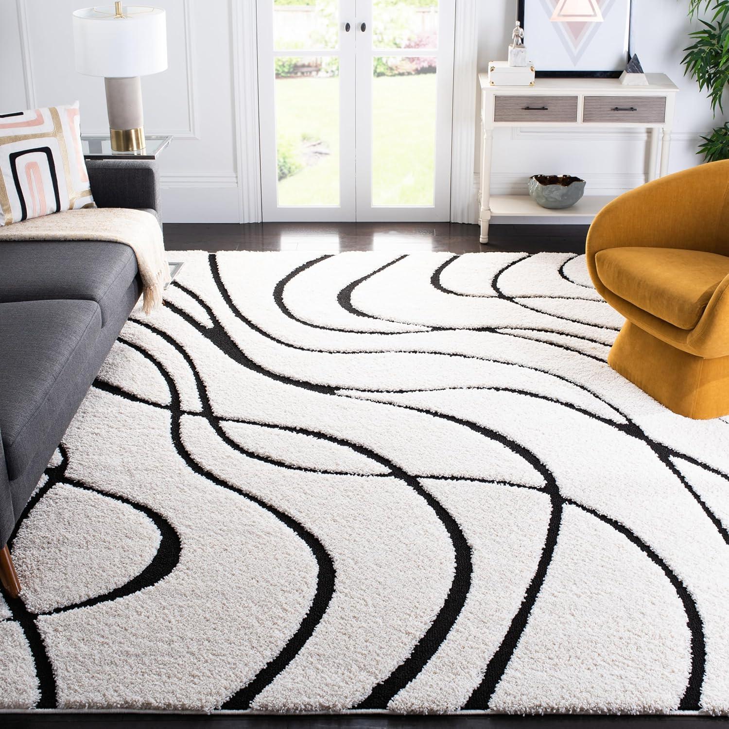 image:imageSAFAVIEH Area Rug 8x10 Florida Shag Collection Large Grey amp Grey NonShedding amp Easy Cleaning Plush Thick Pile Ideal for Living Room Bedroom Dining Space SG471080IvoryBlack