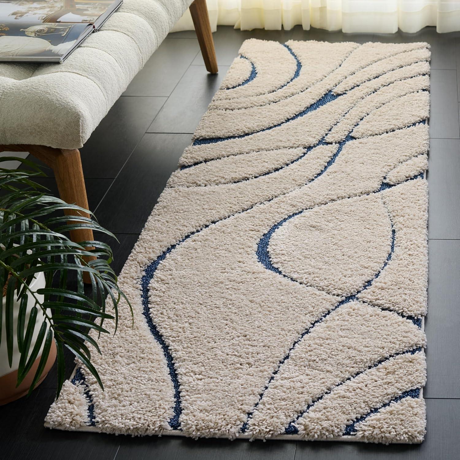 image:imageSAFAVIEH Area Rug 8x10 Florida Shag Collection Large Grey amp Grey NonShedding amp Easy Cleaning Plush Thick Pile Ideal for Living Room Bedroom Dining Space SG471080CreamBlue