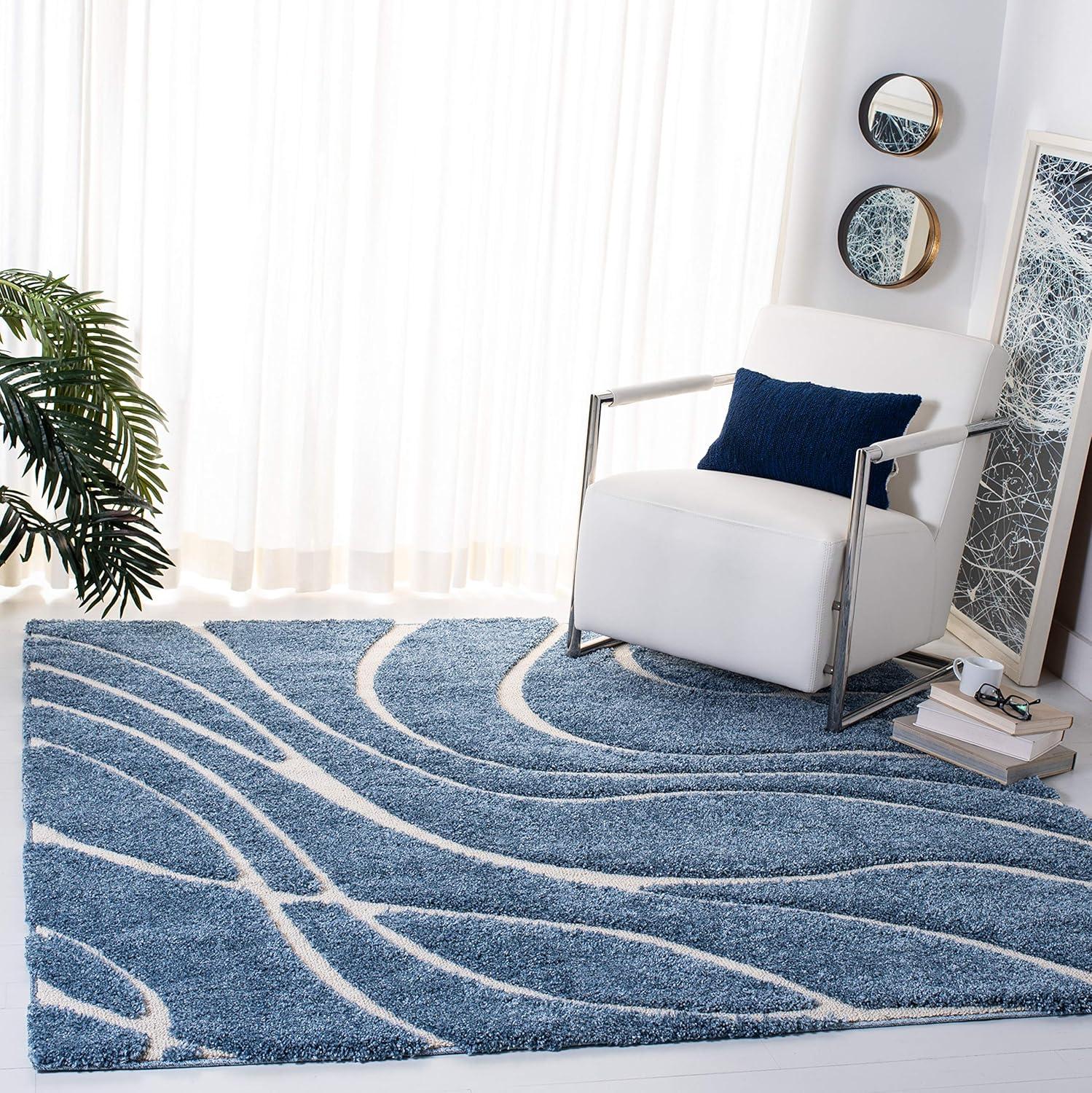 image:imageSAFAVIEH Area Rug 8x10 Florida Shag Collection Large Grey amp Grey NonShedding amp Easy Cleaning Plush Thick Pile Ideal for Living Room Bedroom Dining Space SG471080Light BlueCream