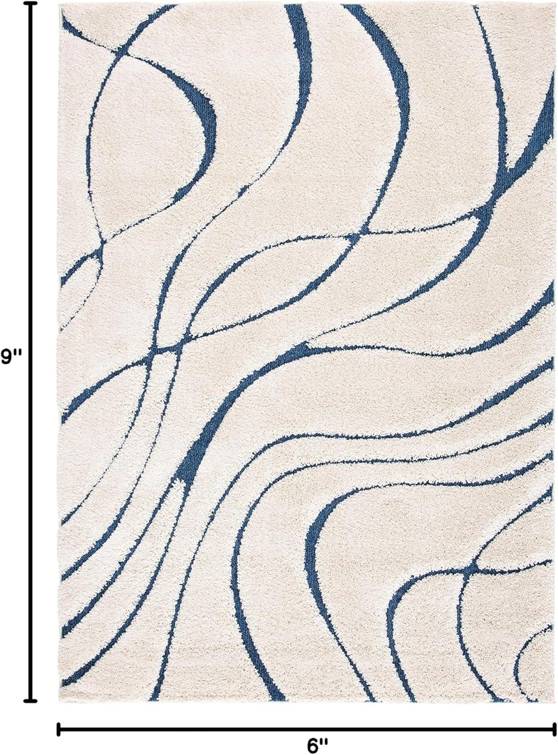 image:imageSAFAVIEH Area Rug 8x10 Florida Shag Collection Large Grey amp Grey NonShedding amp Easy Cleaning Plush Thick Pile Ideal for Living Room Bedroom Dining Space SG471080CreamBlue