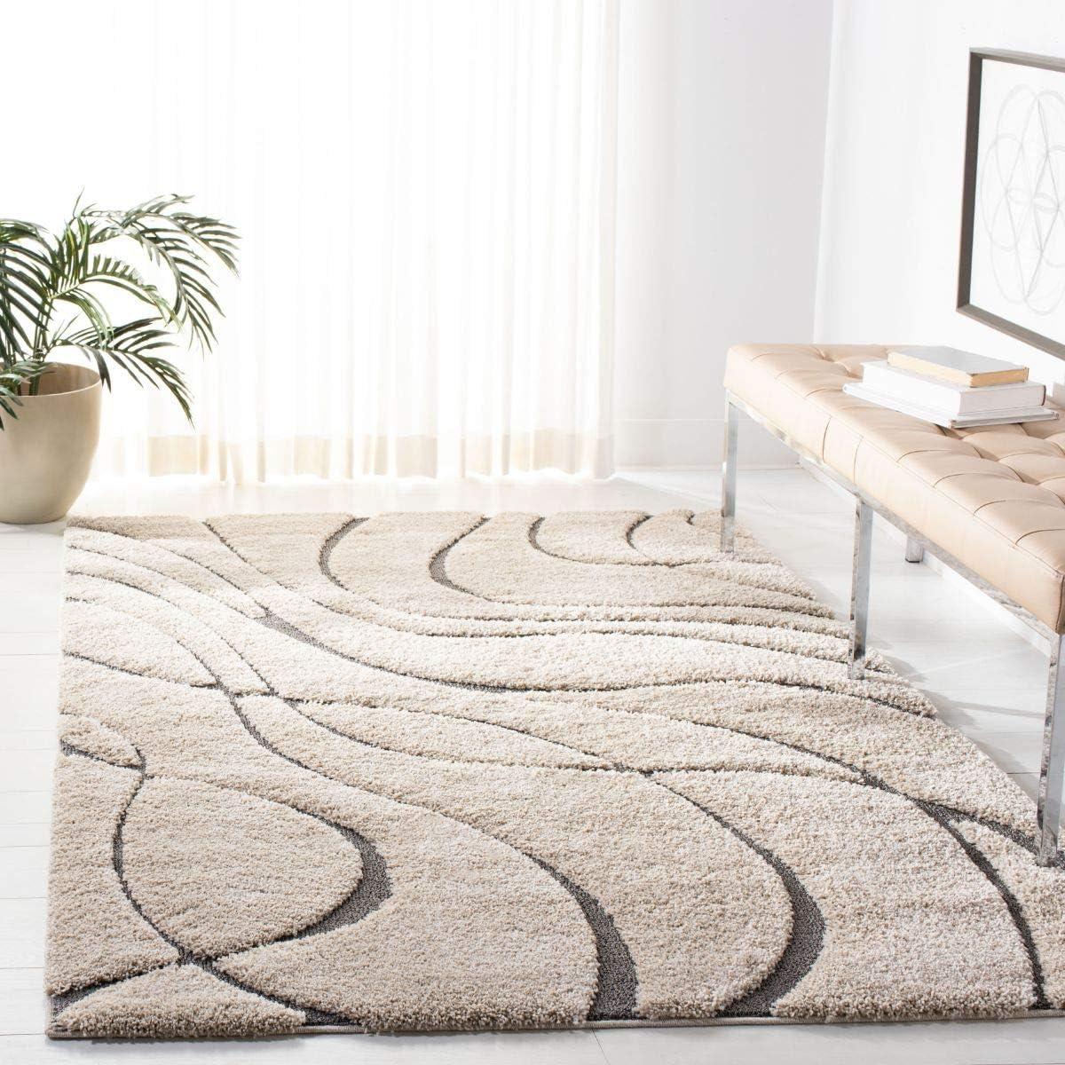 image:imageSAFAVIEH Area Rug 8x10 Florida Shag Collection Large Grey amp Grey NonShedding amp Easy Cleaning Plush Thick Pile Ideal for Living Room Bedroom Dining Space SG471080CreamGrey