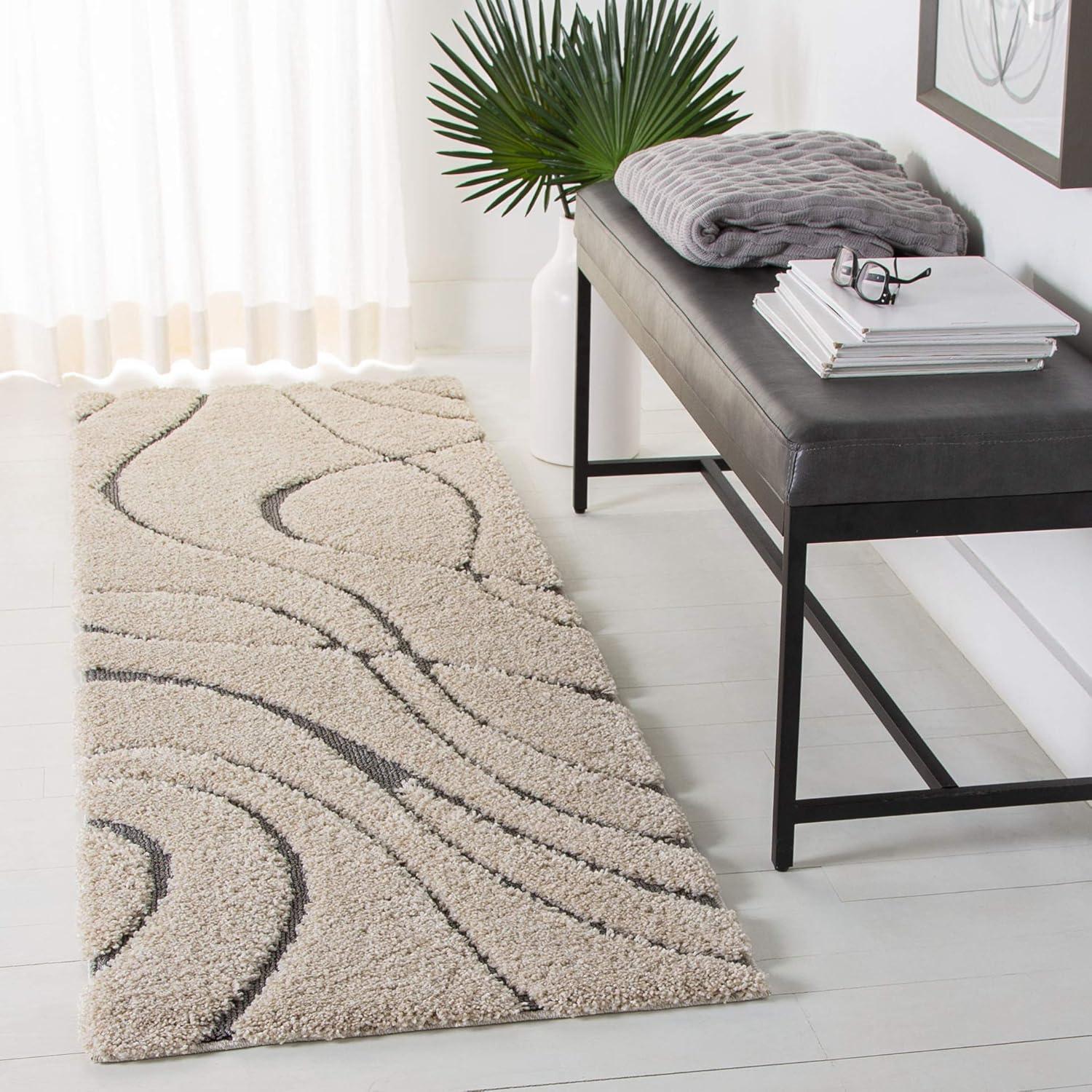 image:imageSAFAVIEH Area Rug 8x10 Florida Shag Collection Large Grey amp Grey NonShedding amp Easy Cleaning Plush Thick Pile Ideal for Living Room Bedroom Dining Space SG471080CreamGrey