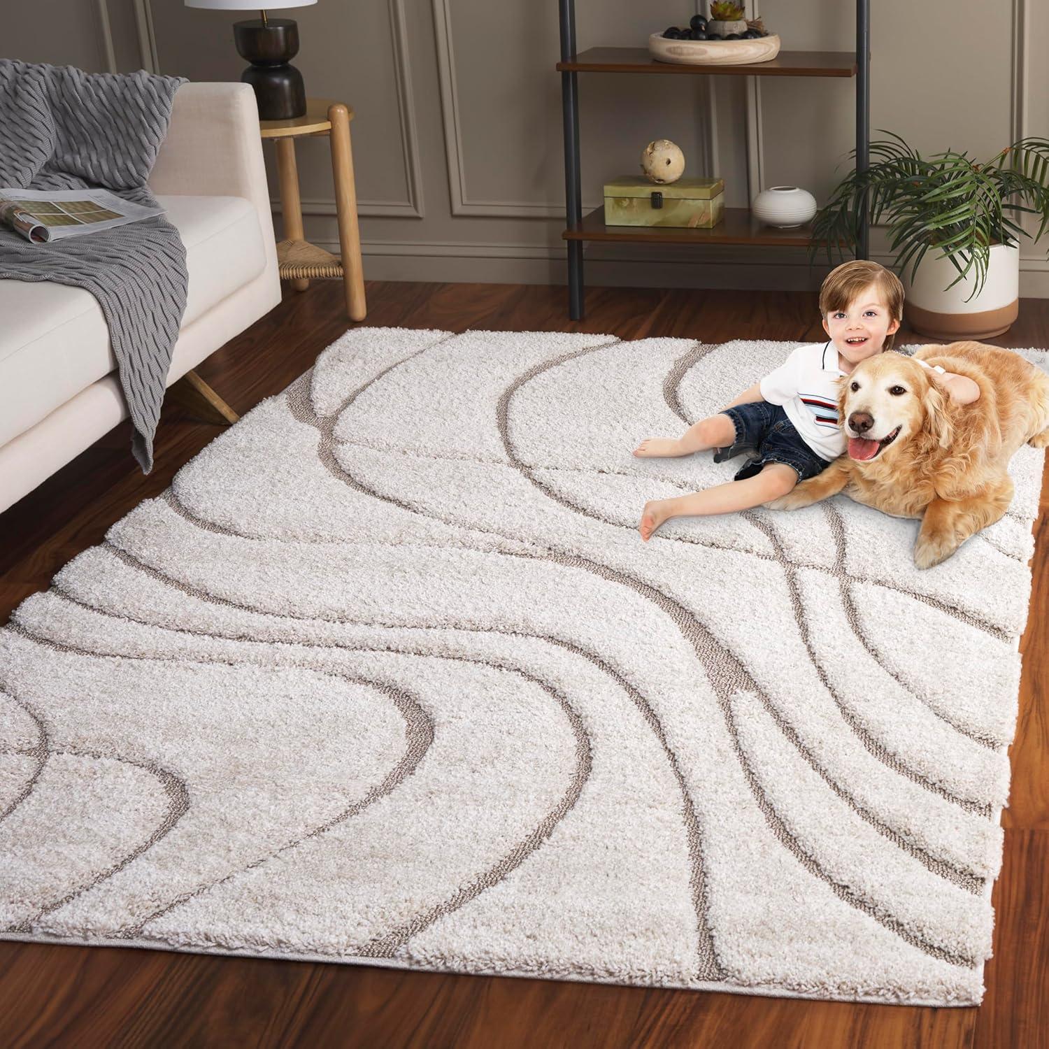 image:imageSAFAVIEH Area Rug 8x10 Florida Shag Collection Large Grey amp Grey NonShedding amp Easy Cleaning Plush Thick Pile Ideal for Living Room Bedroom Dining Space SG471080CreamBeige