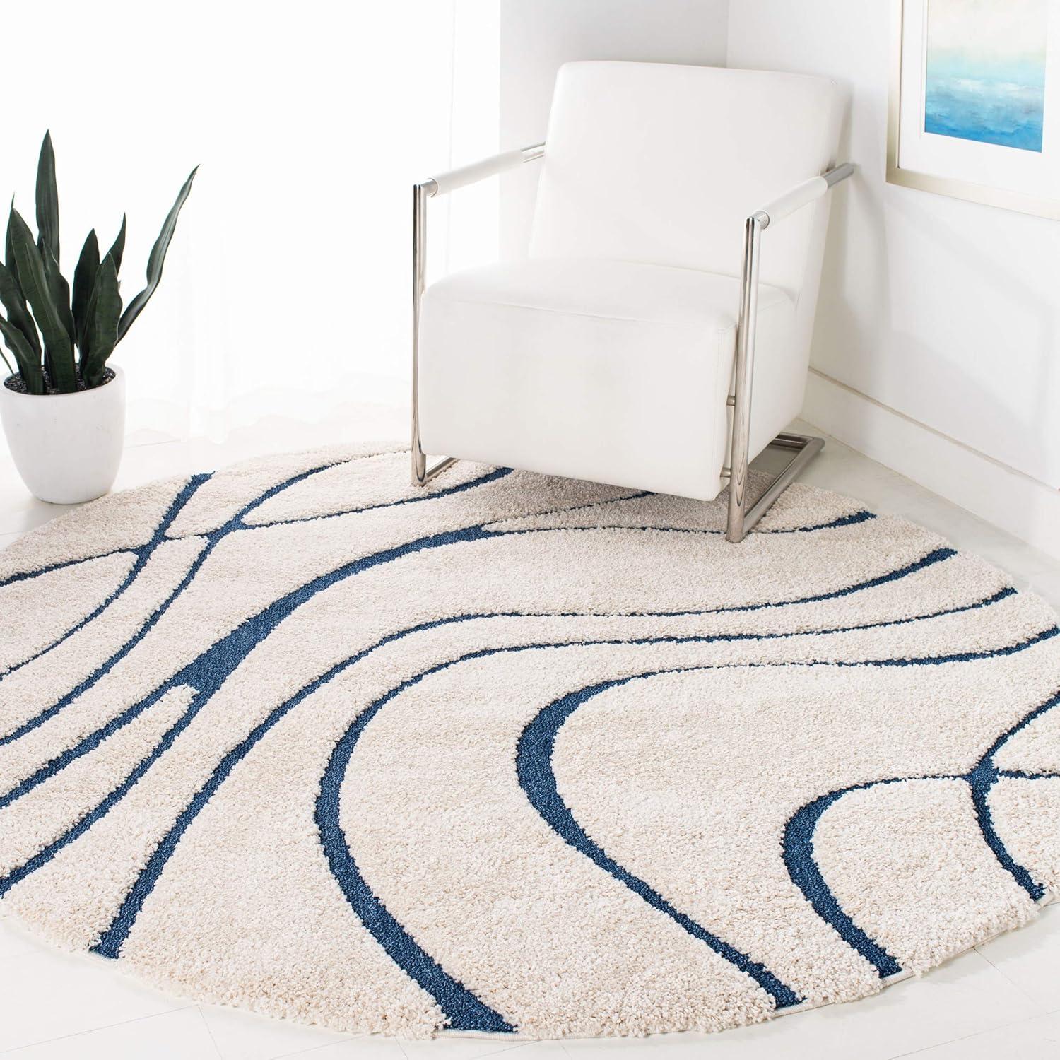 image:imageSAFAVIEH Area Rug 8x10 Florida Shag Collection Large Grey amp Grey NonShedding amp Easy Cleaning Plush Thick Pile Ideal for Living Room Bedroom Dining Space SG471080CreamBlue
