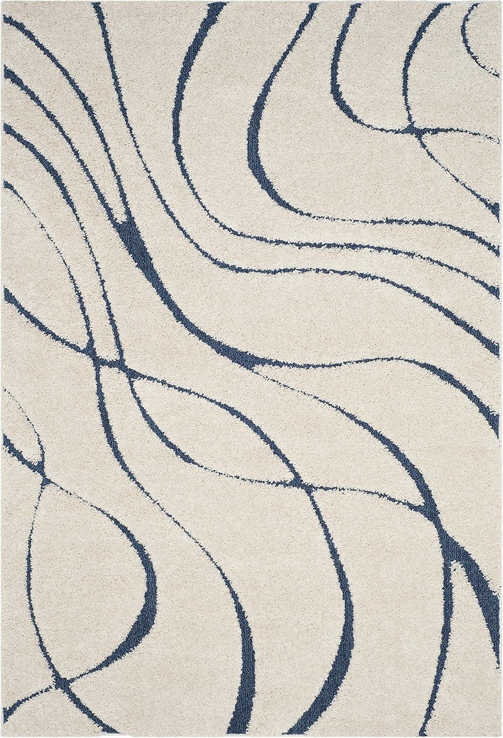 image:imageSAFAVIEH Area Rug 8x10 Florida Shag Collection Large Grey amp Grey NonShedding amp Easy Cleaning Plush Thick Pile Ideal for Living Room Bedroom Dining Space SG471080CreamBlue