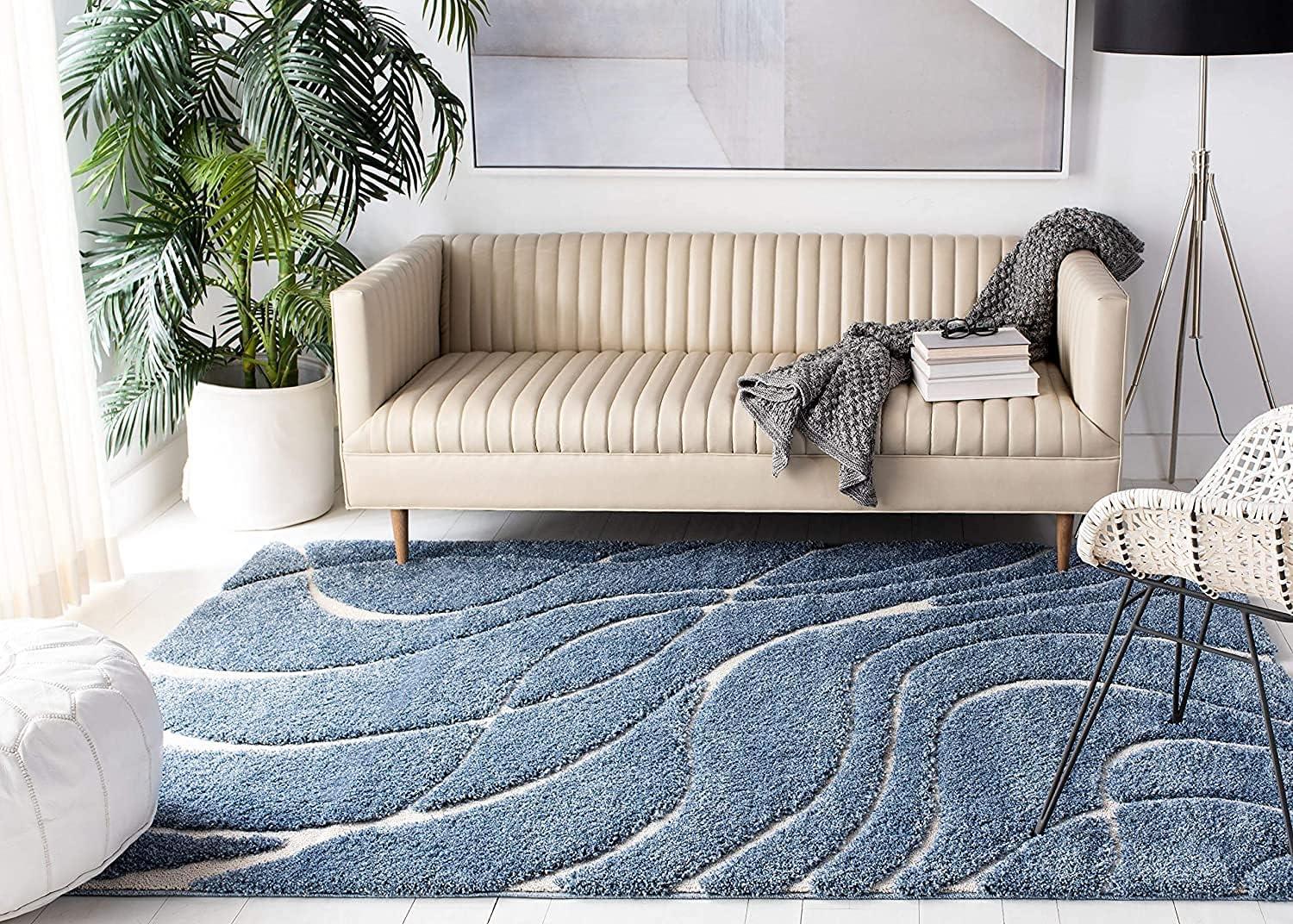 image:imageSAFAVIEH Area Rug 8x10 Florida Shag Collection Large Grey amp Grey NonShedding amp Easy Cleaning Plush Thick Pile Ideal for Living Room Bedroom Dining Space SG471080Light BlueCream