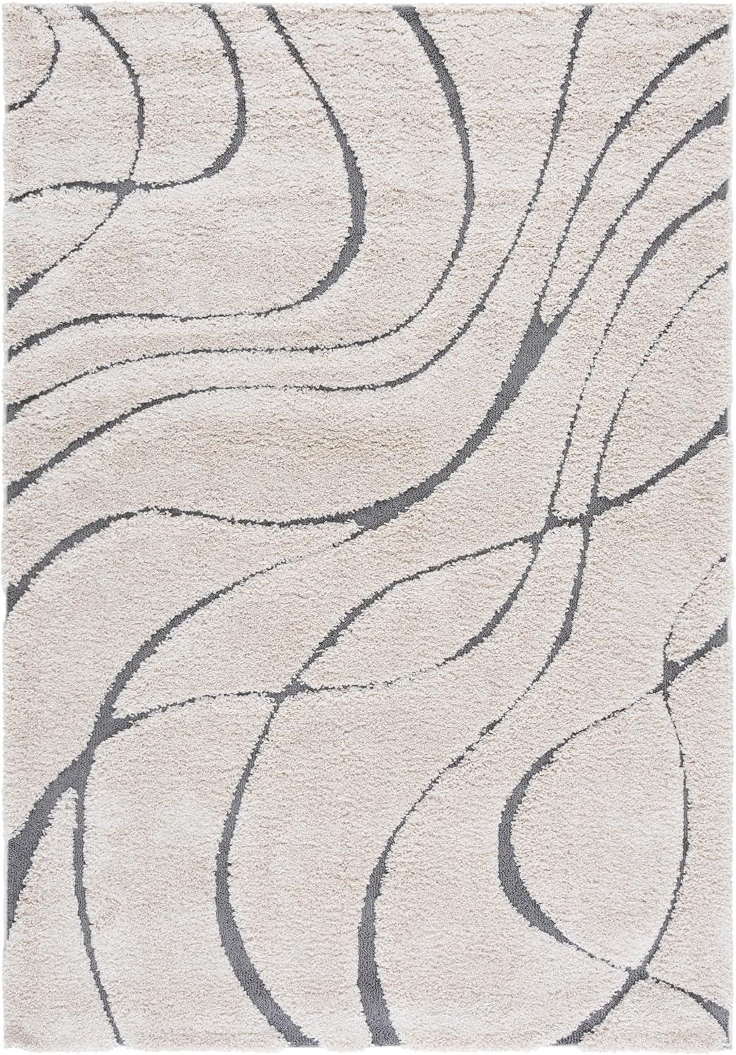 image:imageSAFAVIEH Area Rug 8x10 Florida Shag Collection Large Grey amp Grey NonShedding amp Easy Cleaning Plush Thick Pile Ideal for Living Room Bedroom Dining Space SG471080CreamGrey