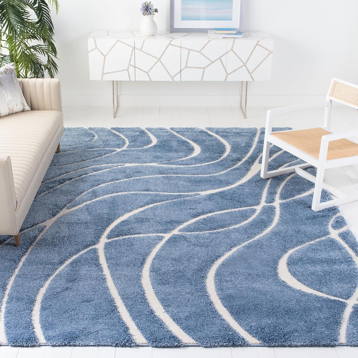 image:imageSAFAVIEH Area Rug 8x10 Florida Shag Collection Large Grey amp Grey NonShedding amp Easy Cleaning Plush Thick Pile Ideal for Living Room Bedroom Dining Space SG471080Light BlueCream