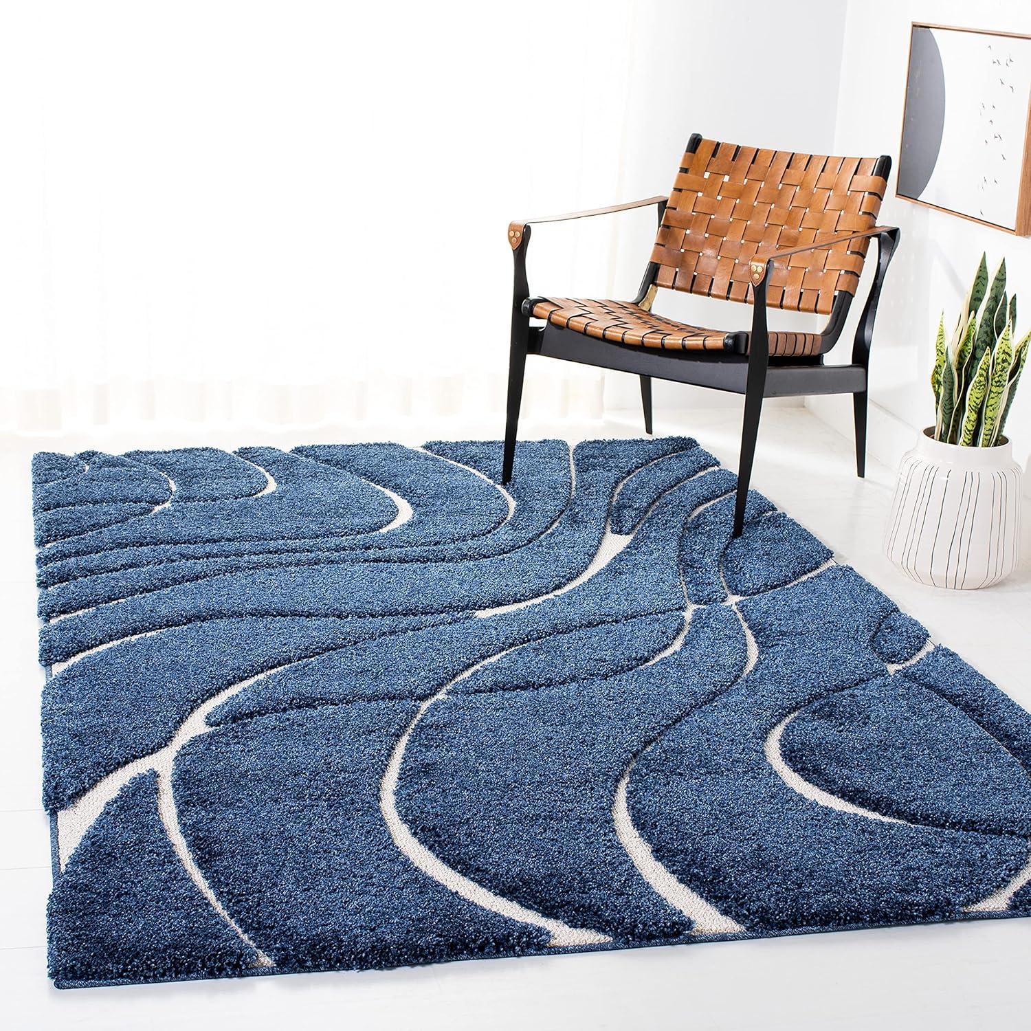 image:imageSAFAVIEH Area Rug 8x10 Florida Shag Collection Large Grey amp Grey NonShedding amp Easy Cleaning Plush Thick Pile Ideal for Living Room Bedroom Dining Space SG471080NavyIvory