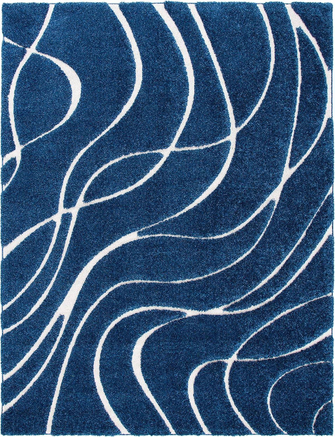 image:imageSAFAVIEH Area Rug 8x10 Florida Shag Collection Large Grey amp Grey NonShedding amp Easy Cleaning Plush Thick Pile Ideal for Living Room Bedroom Dining Space SG471080NavyIvory