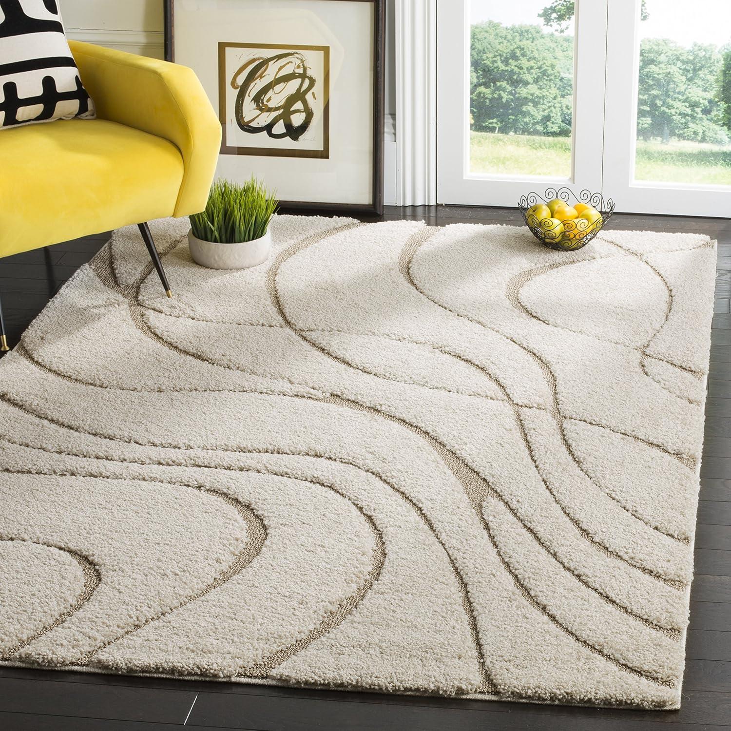 image:imageSAFAVIEH Area Rug 8x10 Florida Shag Collection Large Grey amp Grey NonShedding amp Easy Cleaning Plush Thick Pile Ideal for Living Room Bedroom Dining Space SG471080CreamBeige