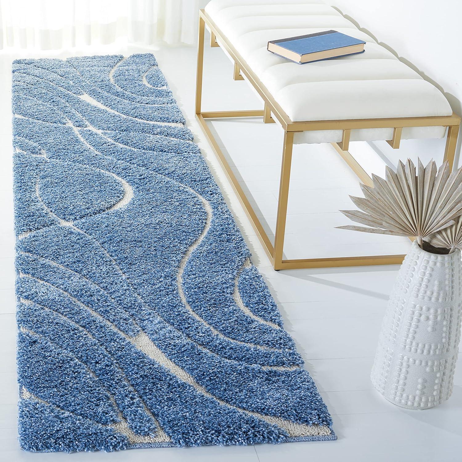 image:imageSAFAVIEH Area Rug 8x10 Florida Shag Collection Large Grey amp Grey NonShedding amp Easy Cleaning Plush Thick Pile Ideal for Living Room Bedroom Dining Space SG471080Light BlueCream