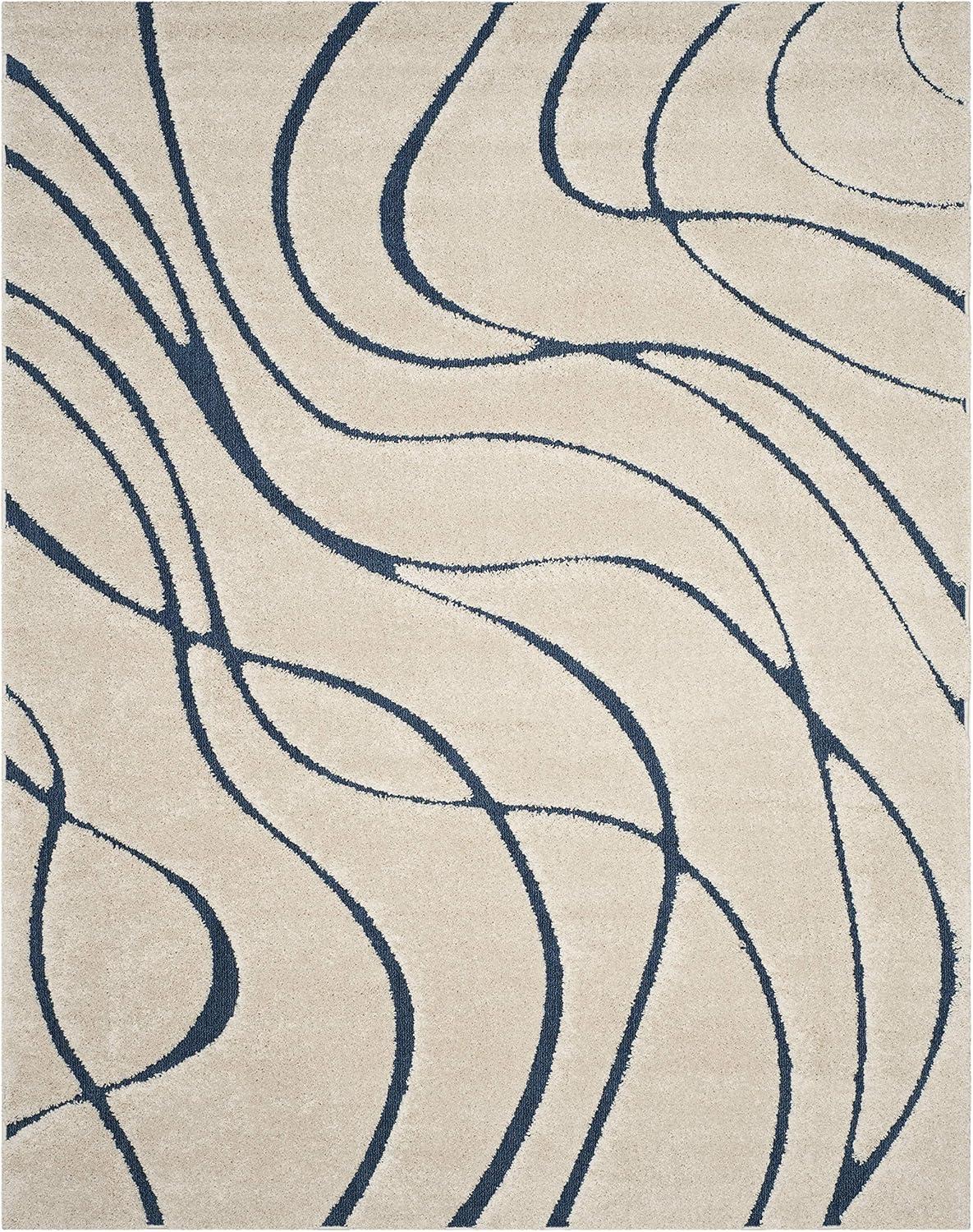 image:imageSAFAVIEH Area Rug 8x10 Florida Shag Collection Large Grey amp Grey NonShedding amp Easy Cleaning Plush Thick Pile Ideal for Living Room Bedroom Dining Space SG471080CreamBlue