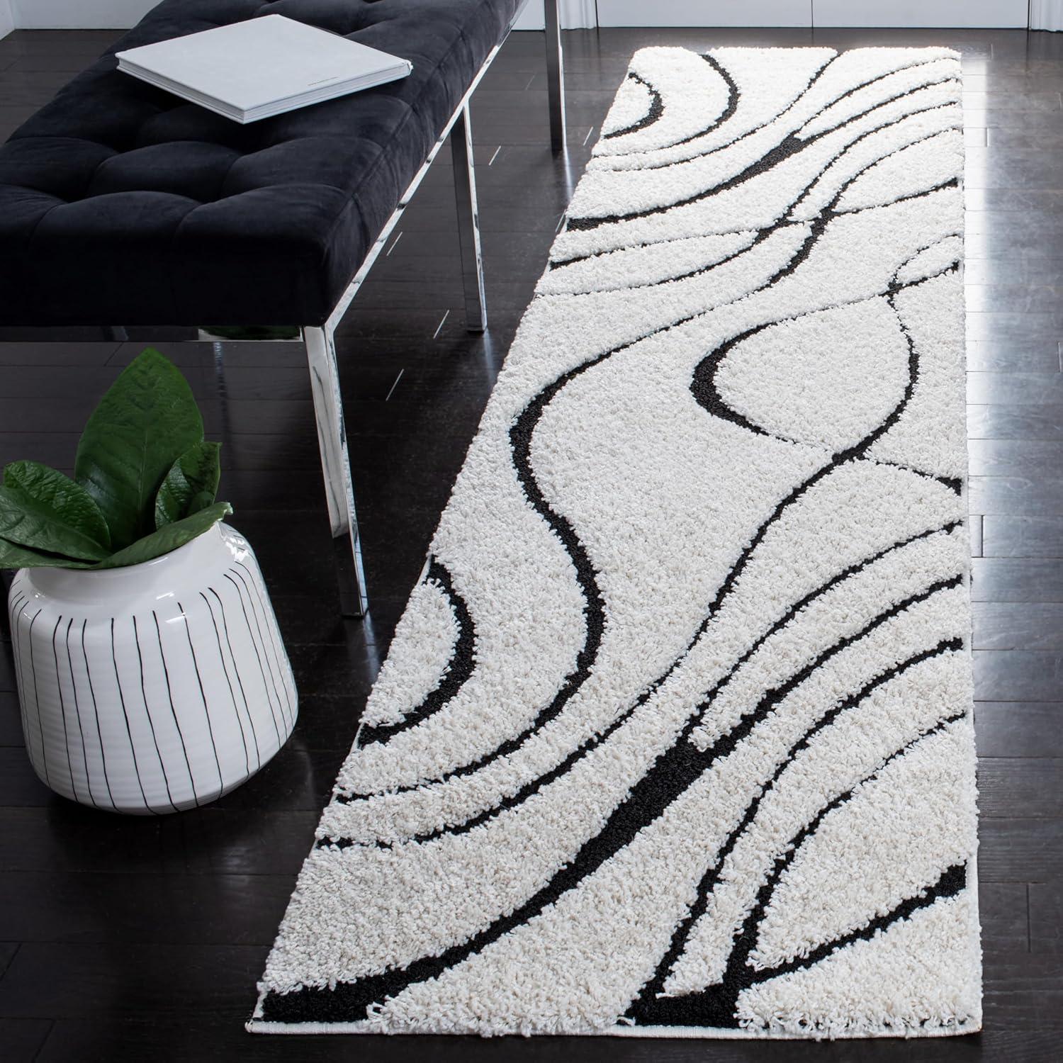 image:imageSAFAVIEH Area Rug 8x10 Florida Shag Collection Large Grey amp Grey NonShedding amp Easy Cleaning Plush Thick Pile Ideal for Living Room Bedroom Dining Space SG471080IvoryBlack
