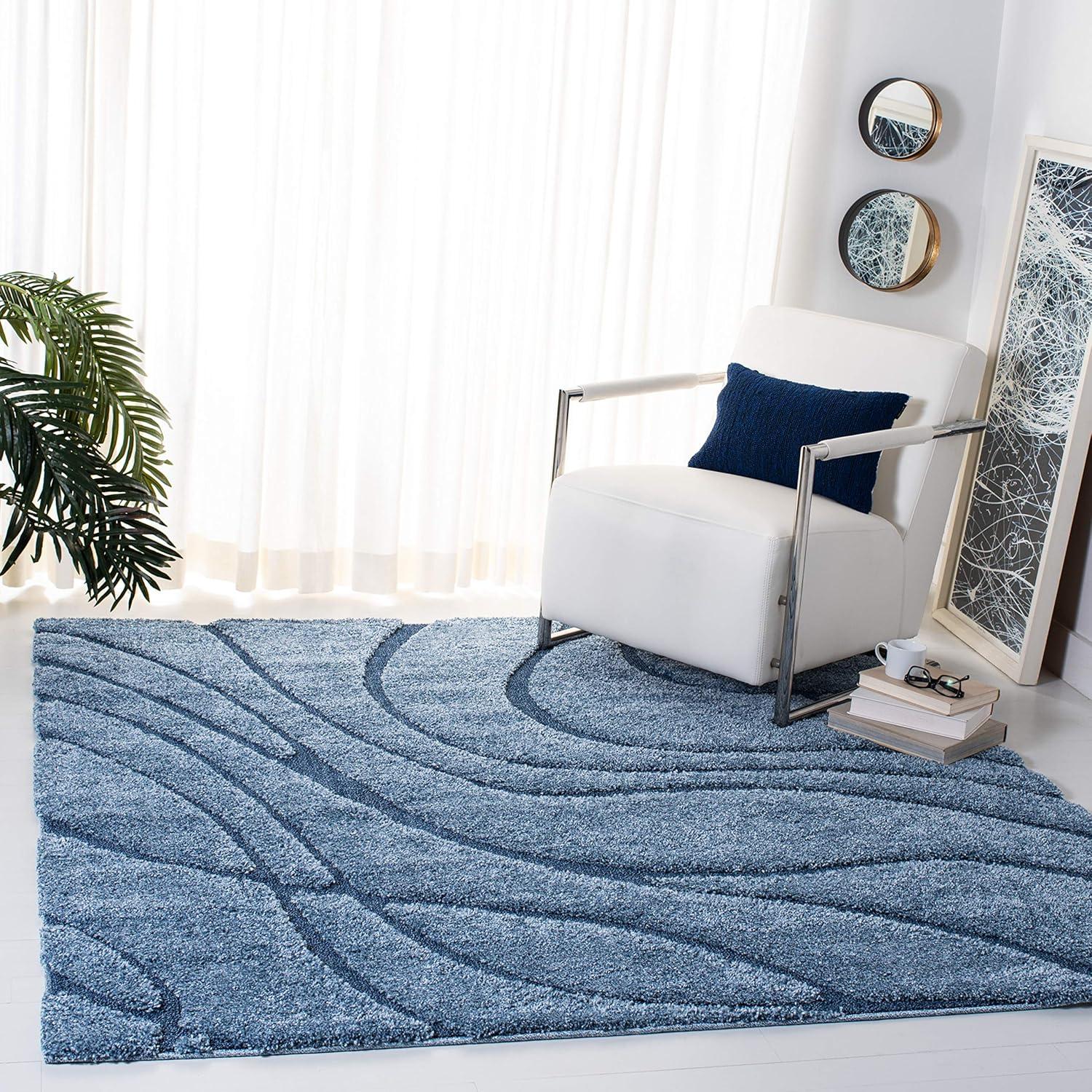 image:imageSAFAVIEH Area Rug 8x10 Florida Shag Collection Large Grey amp Grey NonShedding amp Easy Cleaning Plush Thick Pile Ideal for Living Room Bedroom Dining Space SG471080Light BlueBlue
