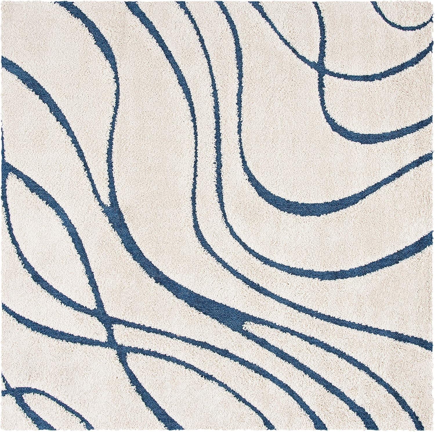 image:imageSAFAVIEH Area Rug 8x10 Florida Shag Collection Large Grey amp Grey NonShedding amp Easy Cleaning Plush Thick Pile Ideal for Living Room Bedroom Dining Space SG471080CreamBlue