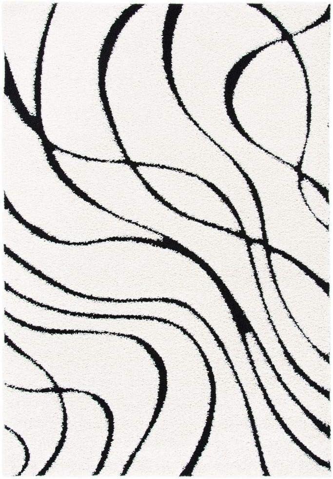image:imageSAFAVIEH Area Rug 8x10 Florida Shag Collection Large Grey amp Grey NonShedding amp Easy Cleaning Plush Thick Pile Ideal for Living Room Bedroom Dining Space SG471080IvoryBlack