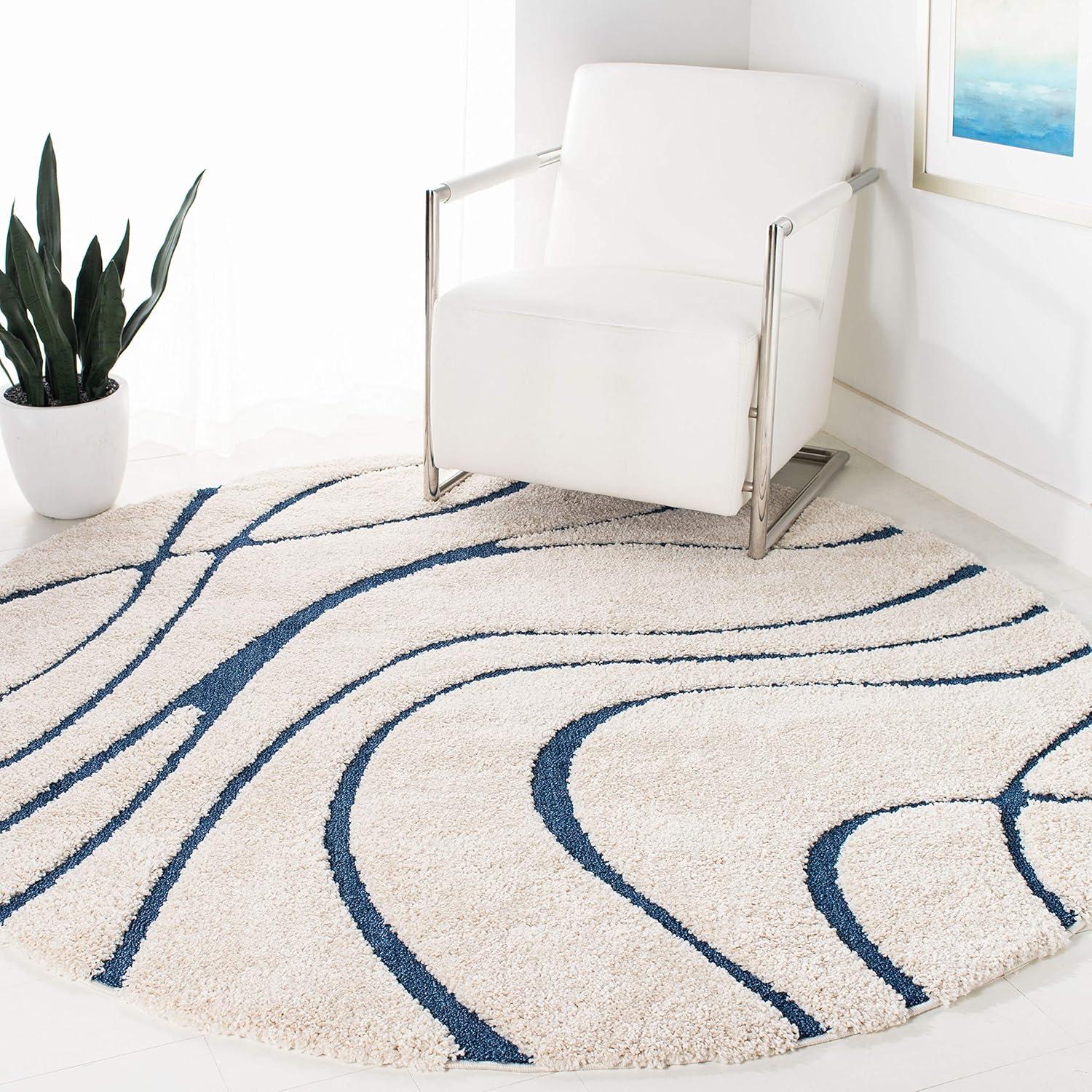 image:imageSAFAVIEH Area Rug 8x10 Florida Shag Collection Large Grey amp Grey NonShedding amp Easy Cleaning Plush Thick Pile Ideal for Living Room Bedroom Dining Space SG471080CreamBlue