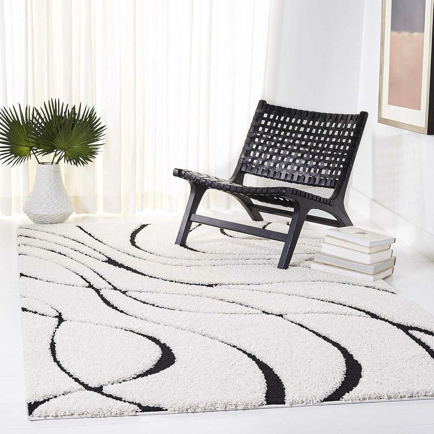 image:imageSAFAVIEH Area Rug 8x10 Florida Shag Collection Large Grey amp Grey NonShedding amp Easy Cleaning Plush Thick Pile Ideal for Living Room Bedroom Dining Space SG471080IvoryBlack