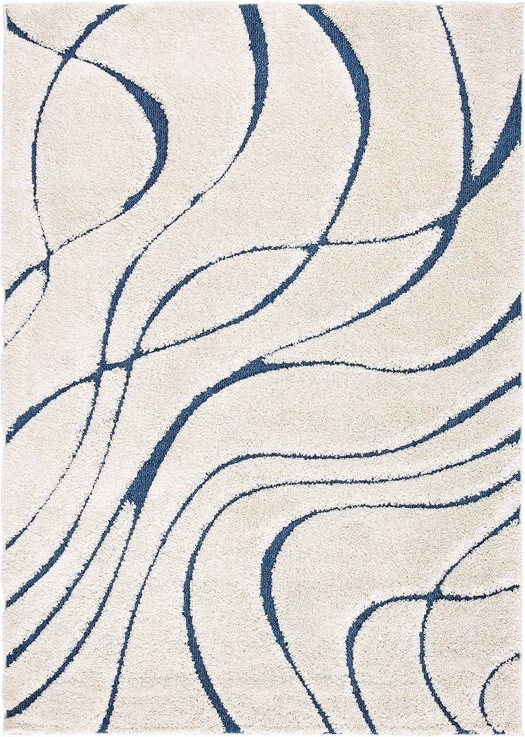 image:imageSAFAVIEH Area Rug 8x10 Florida Shag Collection Large Grey amp Grey NonShedding amp Easy Cleaning Plush Thick Pile Ideal for Living Room Bedroom Dining Space SG471080CreamBlue