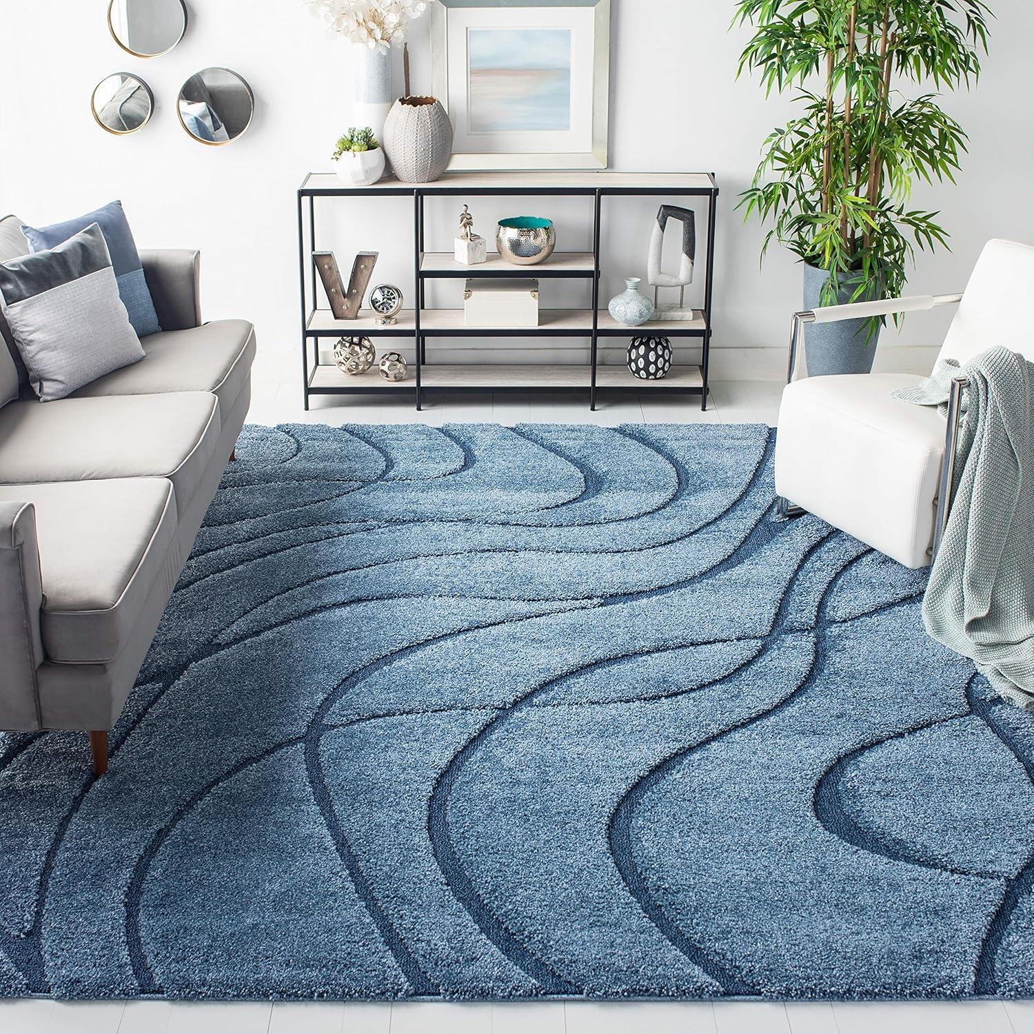 image:imageSAFAVIEH Area Rug 8x10 Florida Shag Collection Large Grey amp Grey NonShedding amp Easy Cleaning Plush Thick Pile Ideal for Living Room Bedroom Dining Space SG471080Light BlueBlue