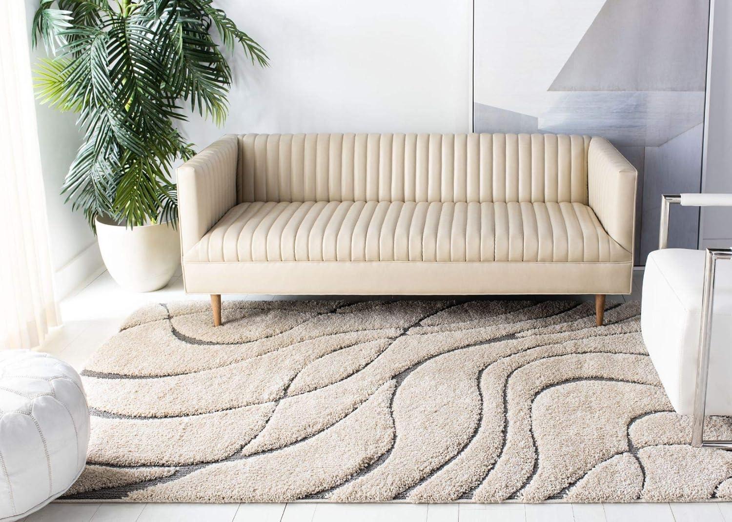 image:imageSAFAVIEH Area Rug 8x10 Florida Shag Collection Large Grey amp Grey NonShedding amp Easy Cleaning Plush Thick Pile Ideal for Living Room Bedroom Dining Space SG471080CreamGrey