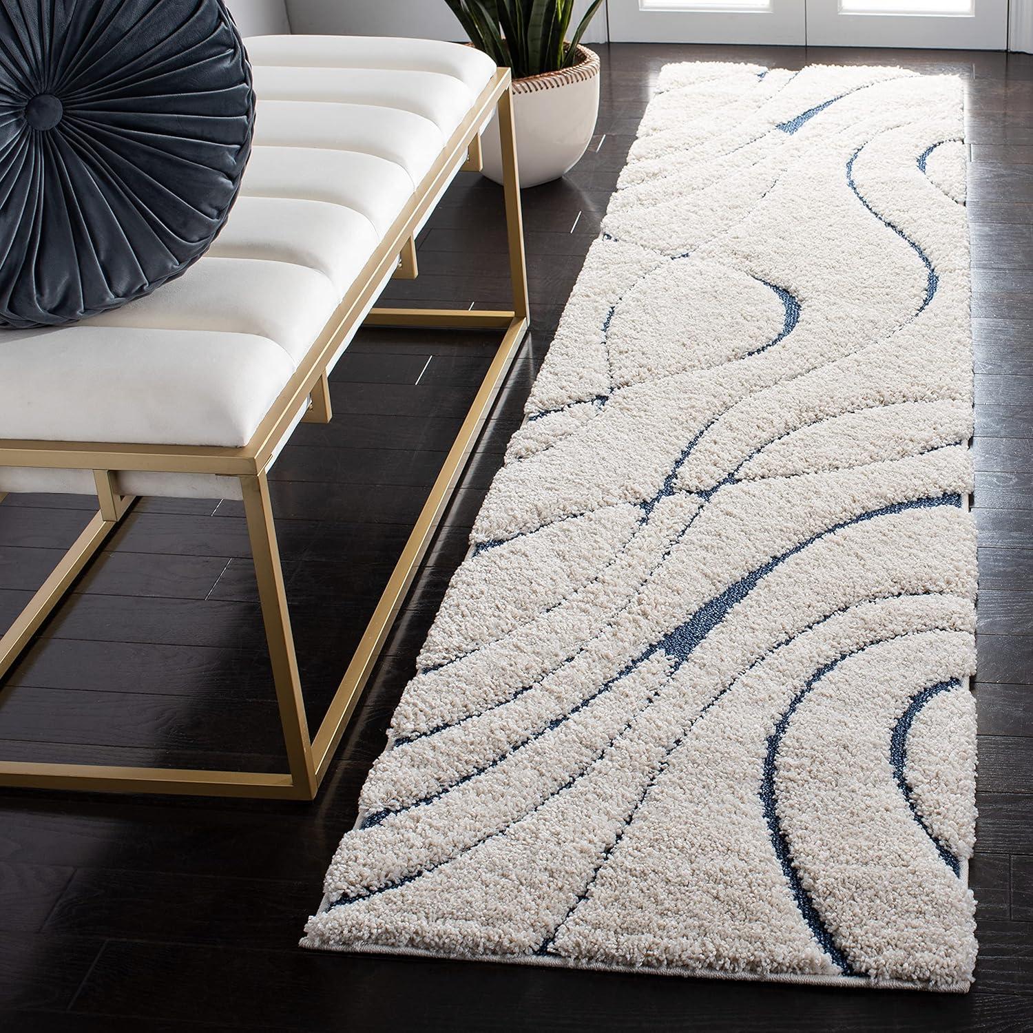 image:imageSAFAVIEH Area Rug 8x10 Florida Shag Collection Large Grey amp Grey NonShedding amp Easy Cleaning Plush Thick Pile Ideal for Living Room Bedroom Dining Space SG471080CreamBlue