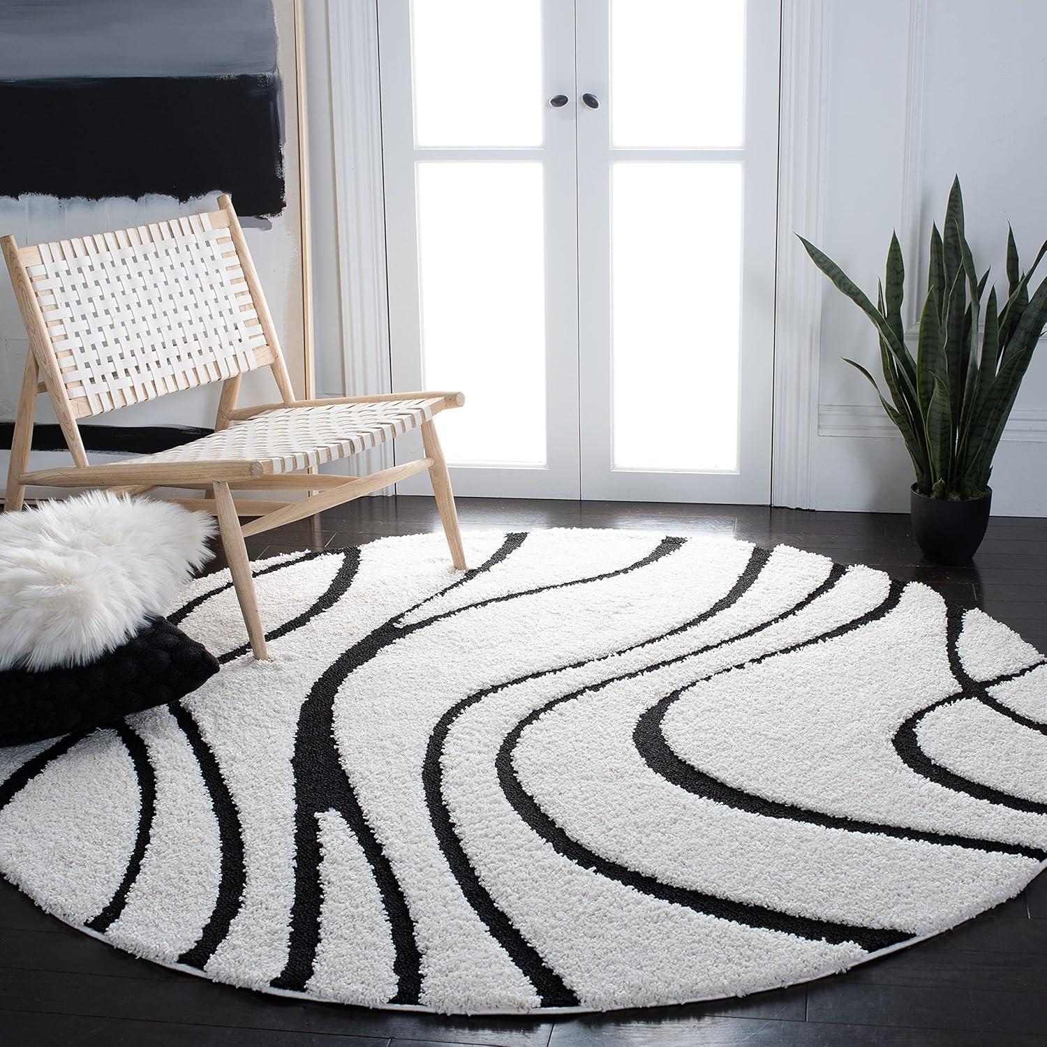 image:imageSAFAVIEH Area Rug 8x10 Florida Shag Collection Large Grey amp Grey NonShedding amp Easy Cleaning Plush Thick Pile Ideal for Living Room Bedroom Dining Space SG471080IvoryBlack