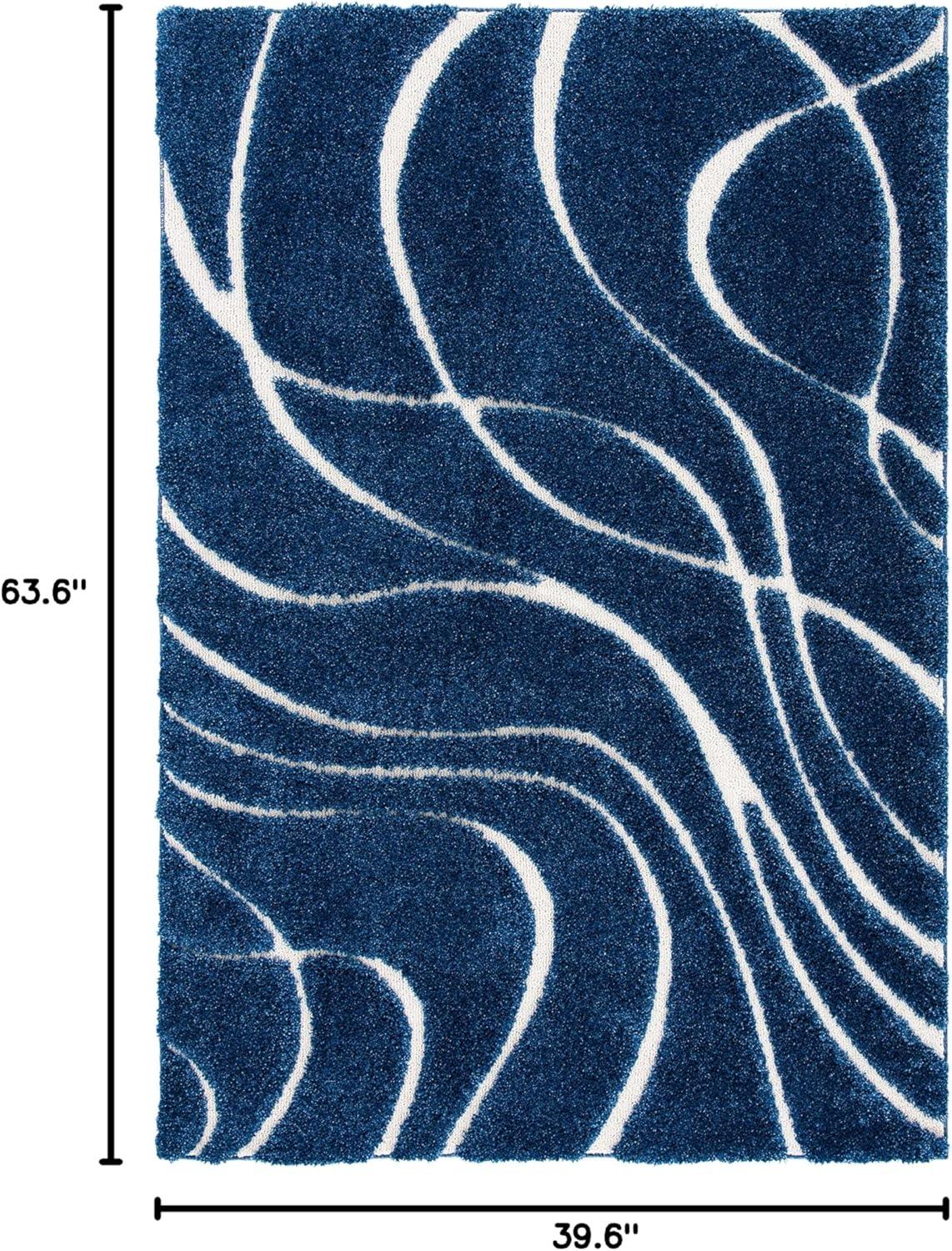 image:imageSAFAVIEH Area Rug 8x10 Florida Shag Collection Large Grey amp Grey NonShedding amp Easy Cleaning Plush Thick Pile Ideal for Living Room Bedroom Dining Space SG471080NavyIvory
