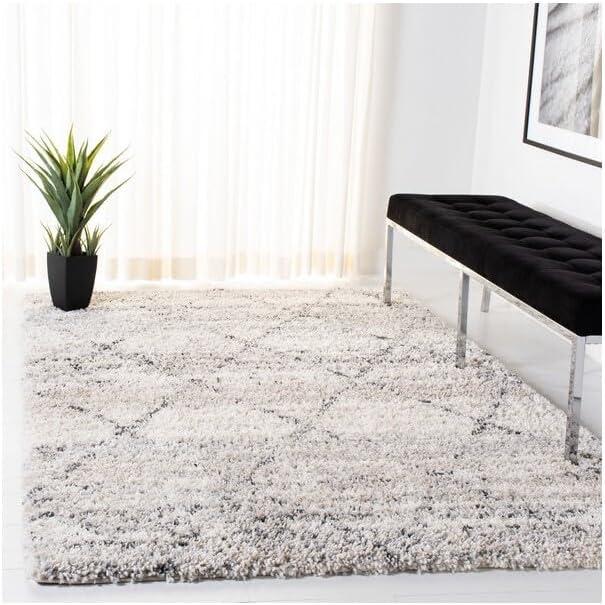 image:imageSAFAVIEH Area Rug 8x10 Fontana Shag Collection Large Grey amp Ivory Modern Design NonShedding amp Easy Cleaning Ultra Plush Thick Pile Ideal for Living Room Bedroom Dining Space FNT886FGreyIvory