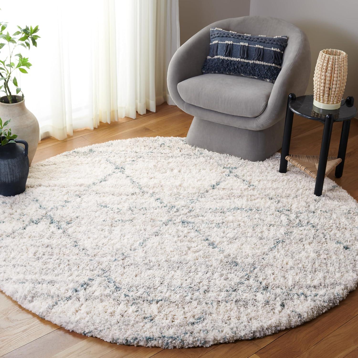 image:imageSAFAVIEH Area Rug 8x10 Fontana Shag Collection Large Grey amp Ivory Modern Design NonShedding amp Easy Cleaning Ultra Plush Thick Pile Ideal for Living Room Bedroom Dining Space FNT886FTurquoiseIvory